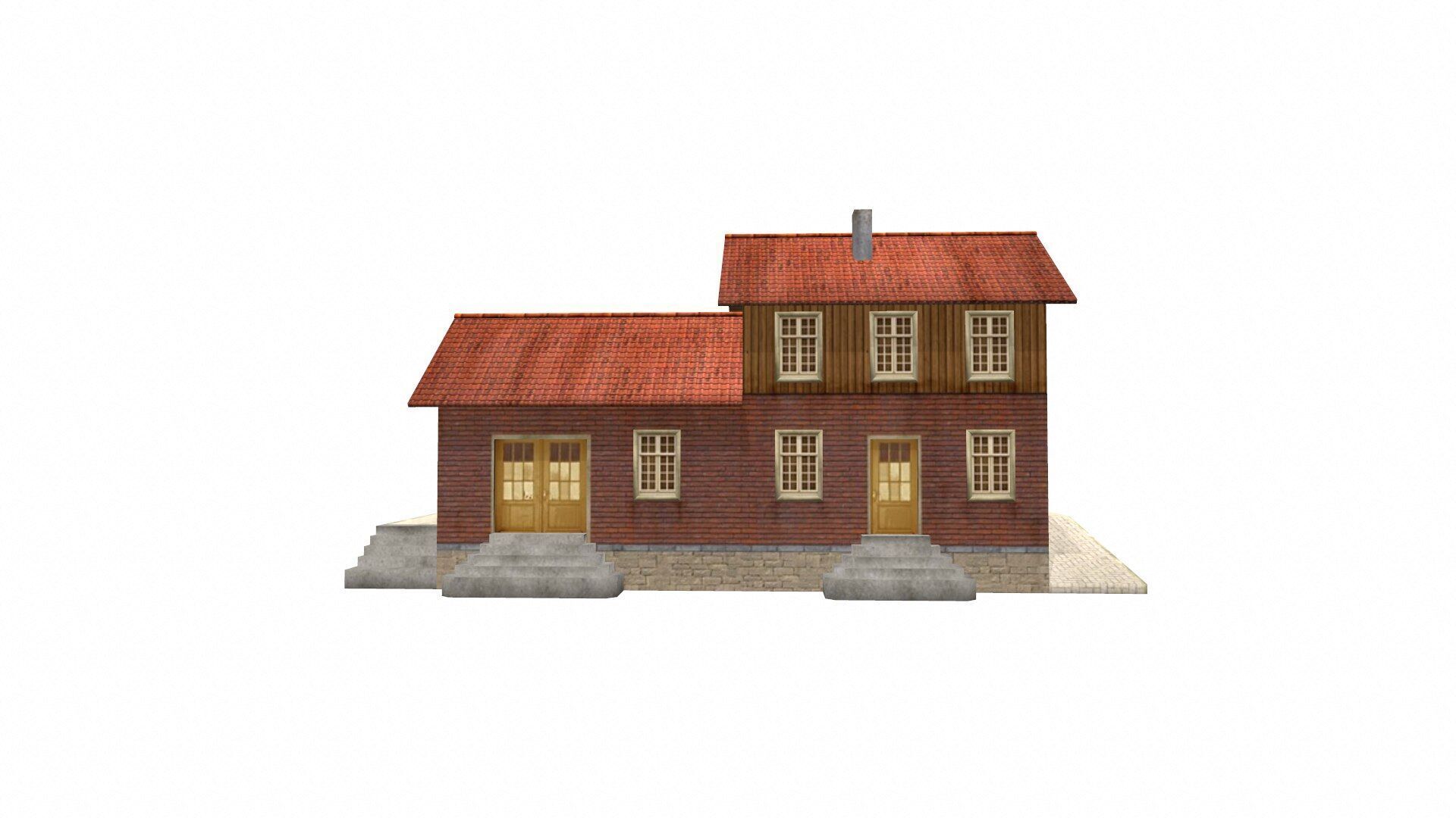 Old House Low-poly Free low-poly 3D model_3