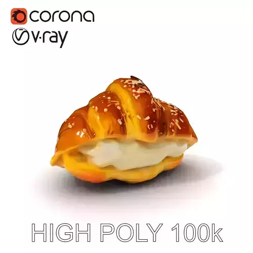 Croissant with Cream Filling D Model Pack Low-poly 3D model