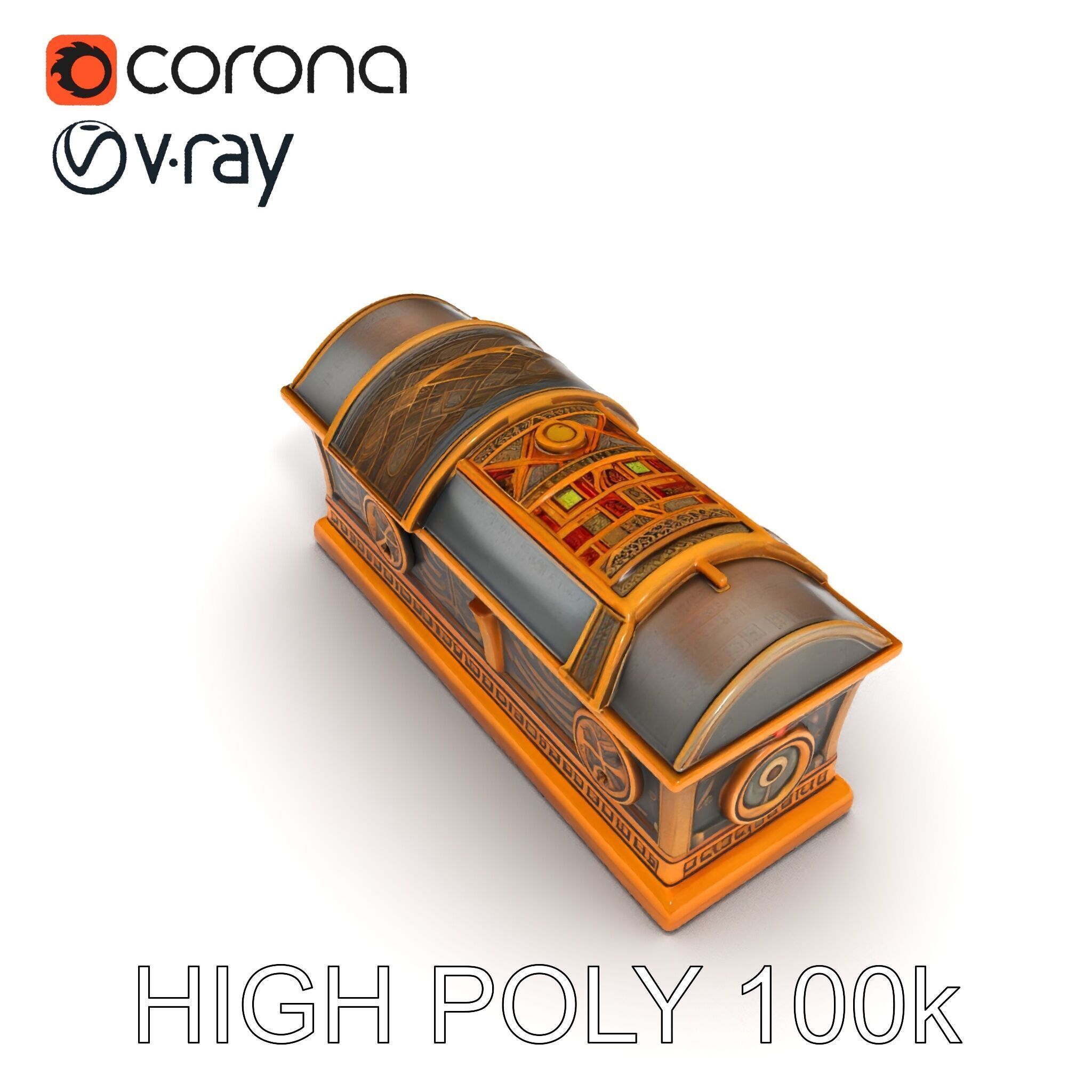 Antique Treasure Chest Model Pack Low-poly 3D model_29