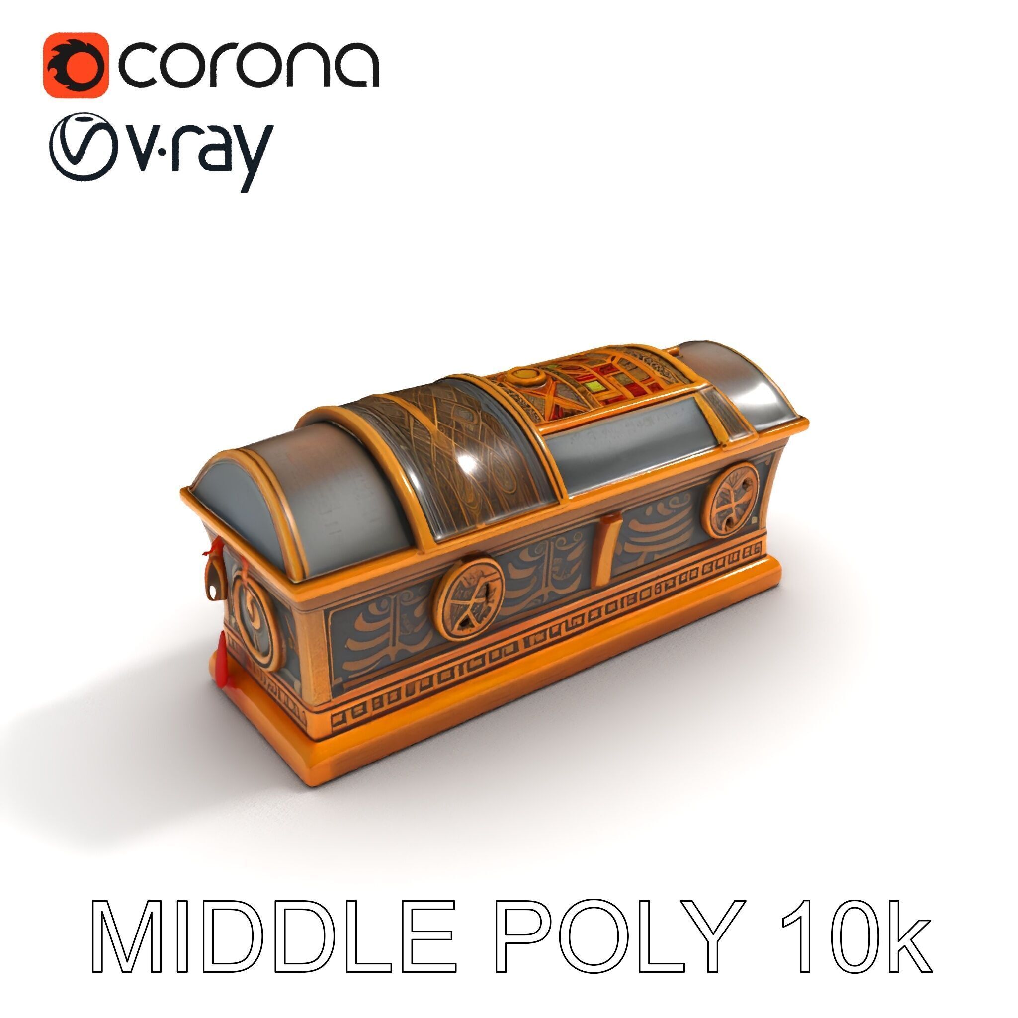 Antique Treasure Chest Model Pack Low-poly 3D model_6