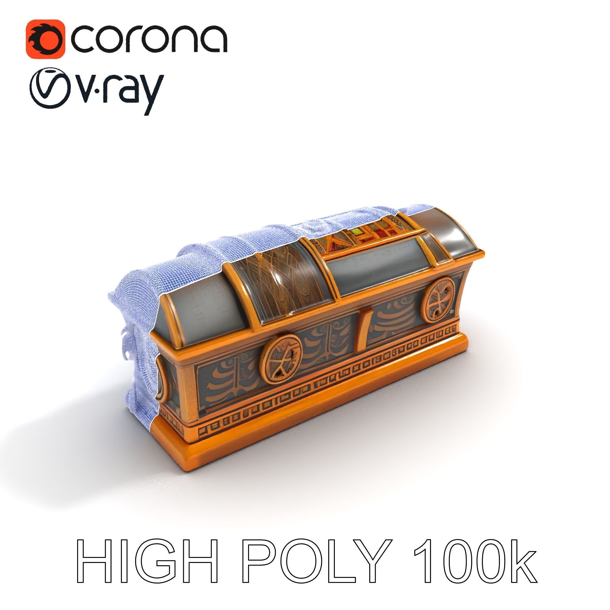 Antique Treasure Chest Model Pack Low-poly 3D model_20