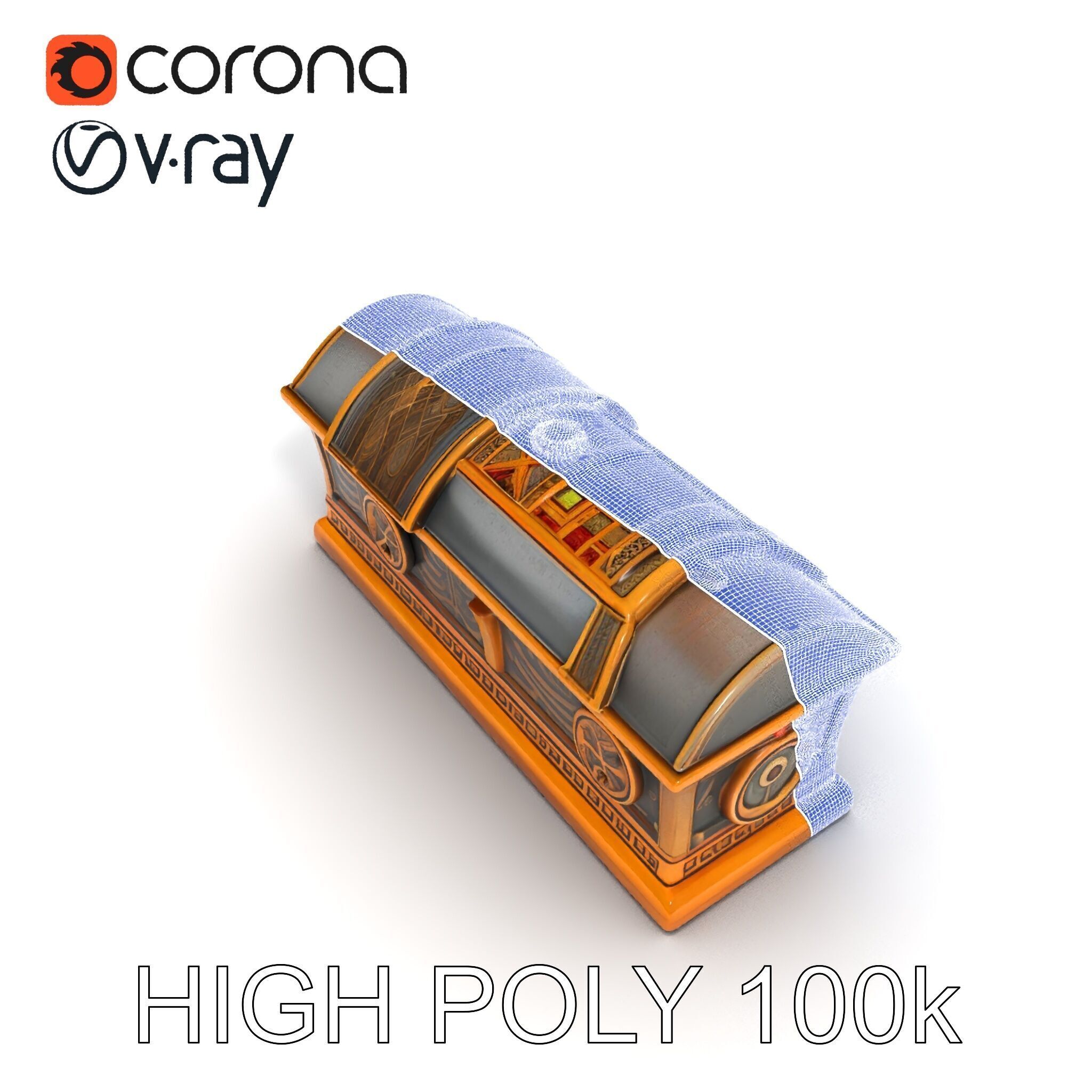 Antique Treasure Chest Model Pack Low-poly 3D model_26