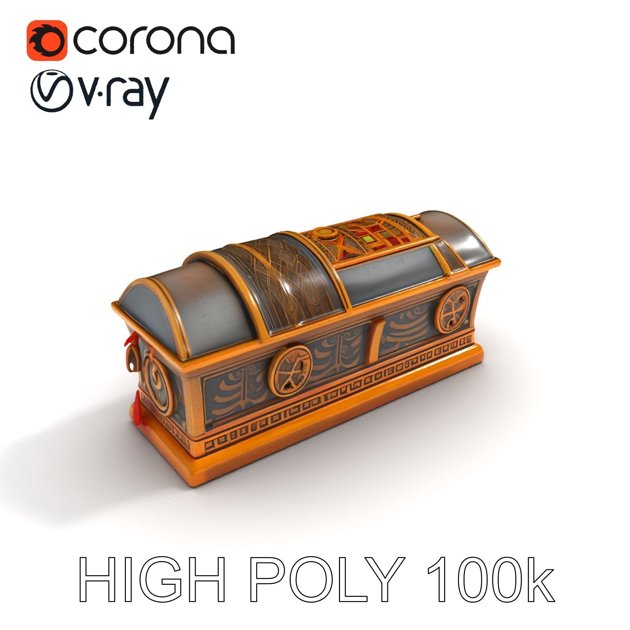 Antique Treasure Chest Model Pack Low-poly 3D model_35