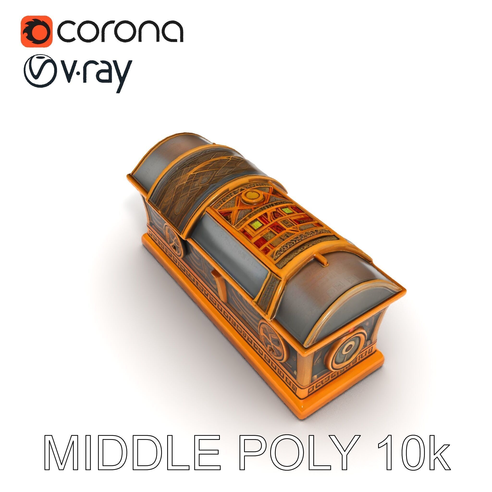 Antique Treasure Chest Model Pack Low-poly 3D model_11