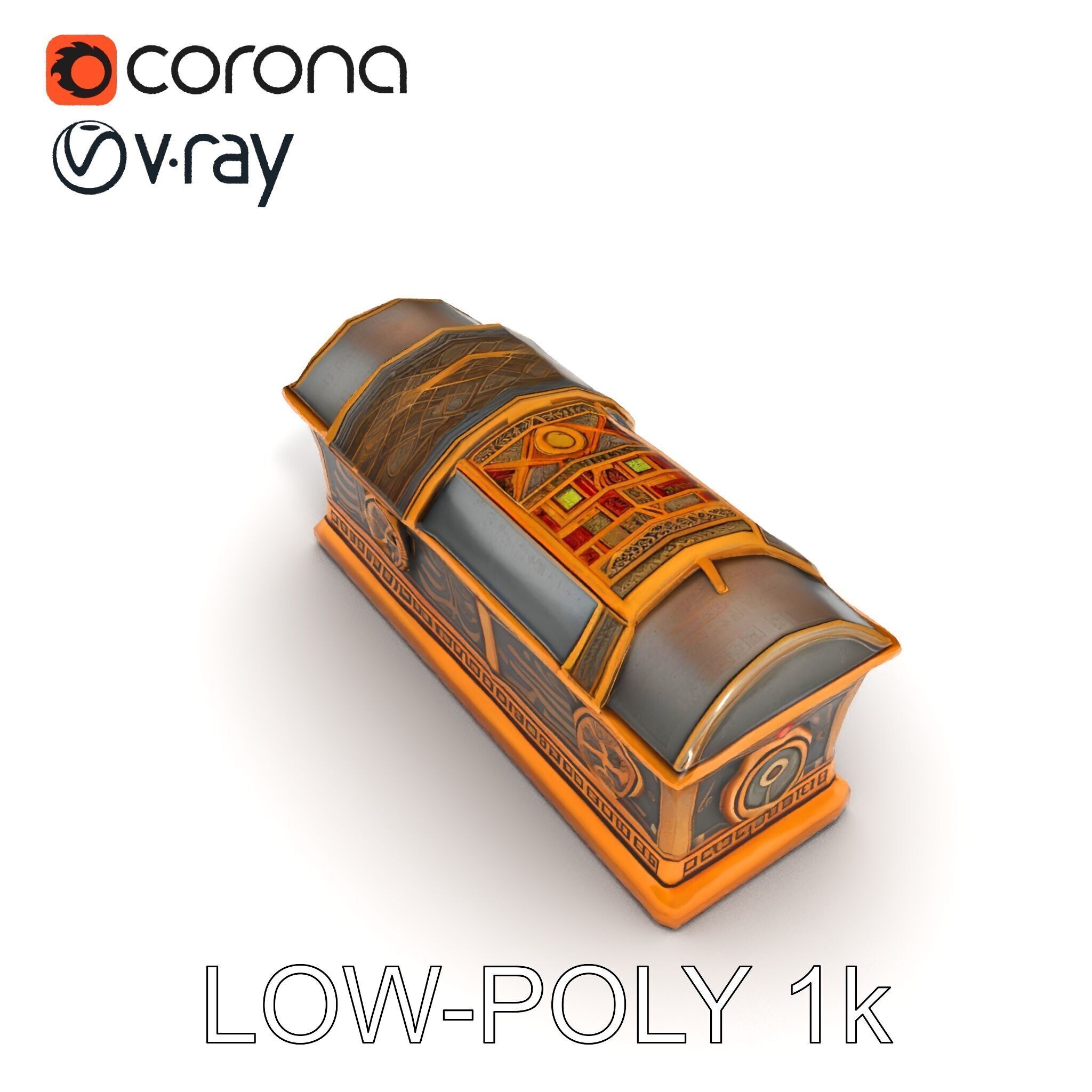 Antique Treasure Chest Model Pack Low-poly 3D model_34