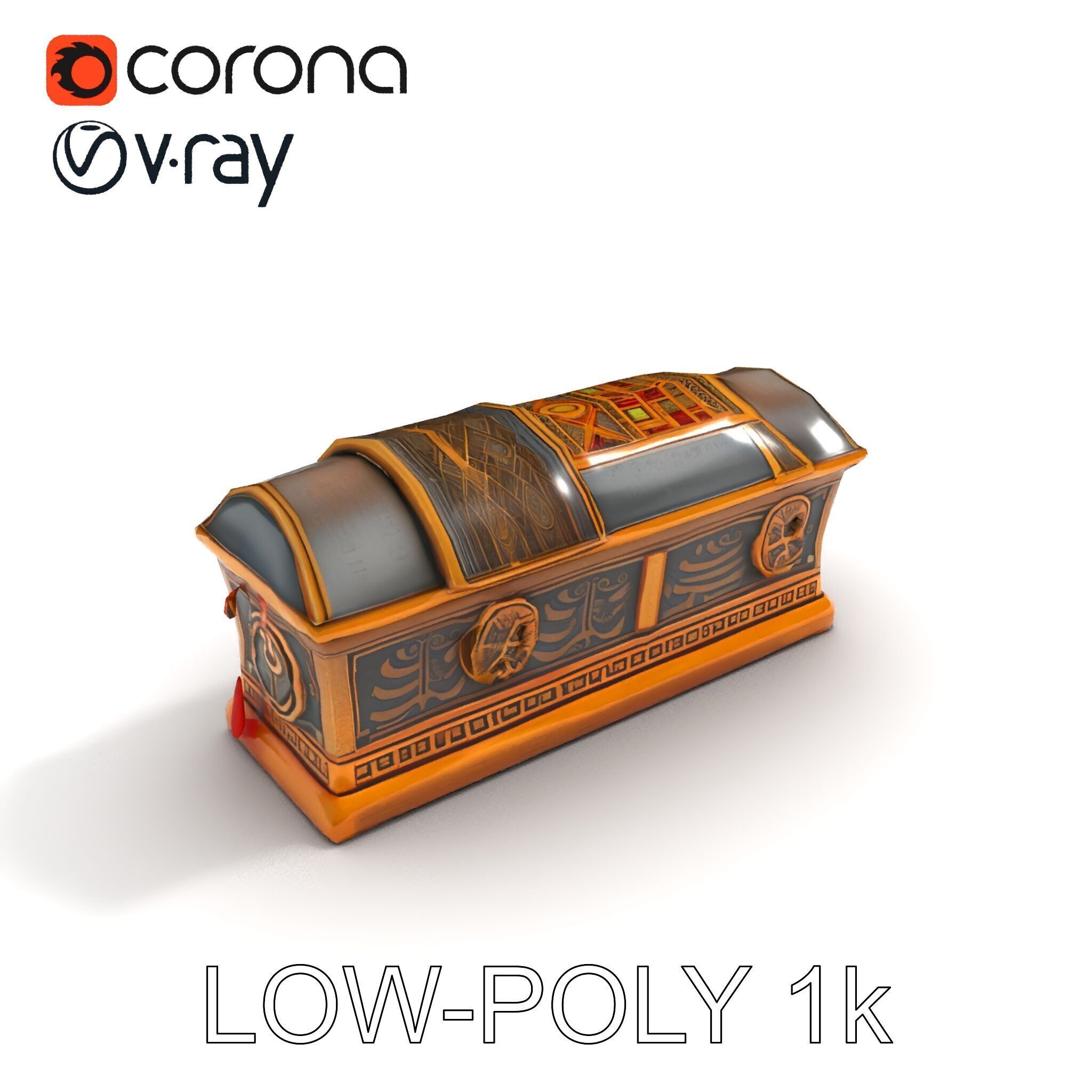 Antique Treasure Chest Model Pack Low-poly 3D model_31