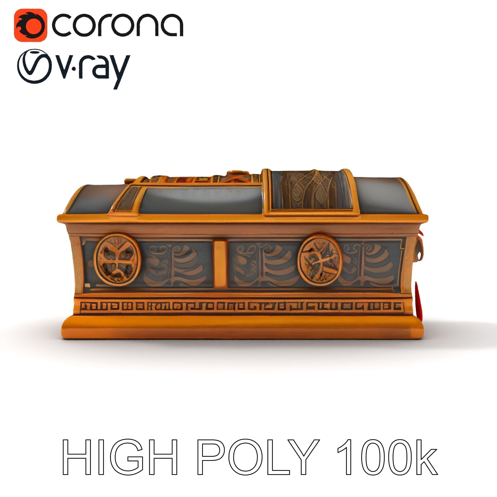 Antique Treasure Chest Model Pack Low-poly 3D model_23