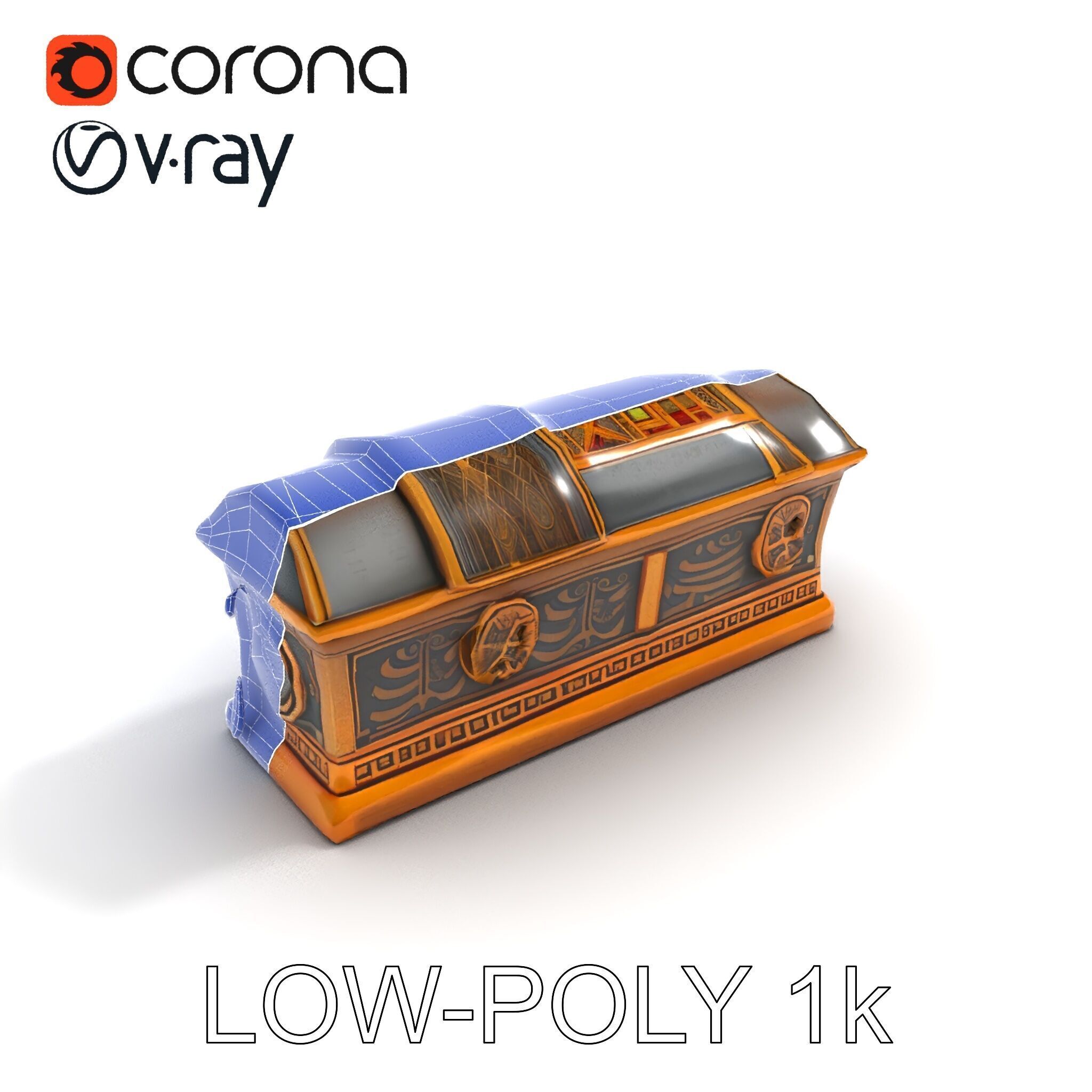 Antique Treasure Chest Model Pack Low-poly 3D model_12