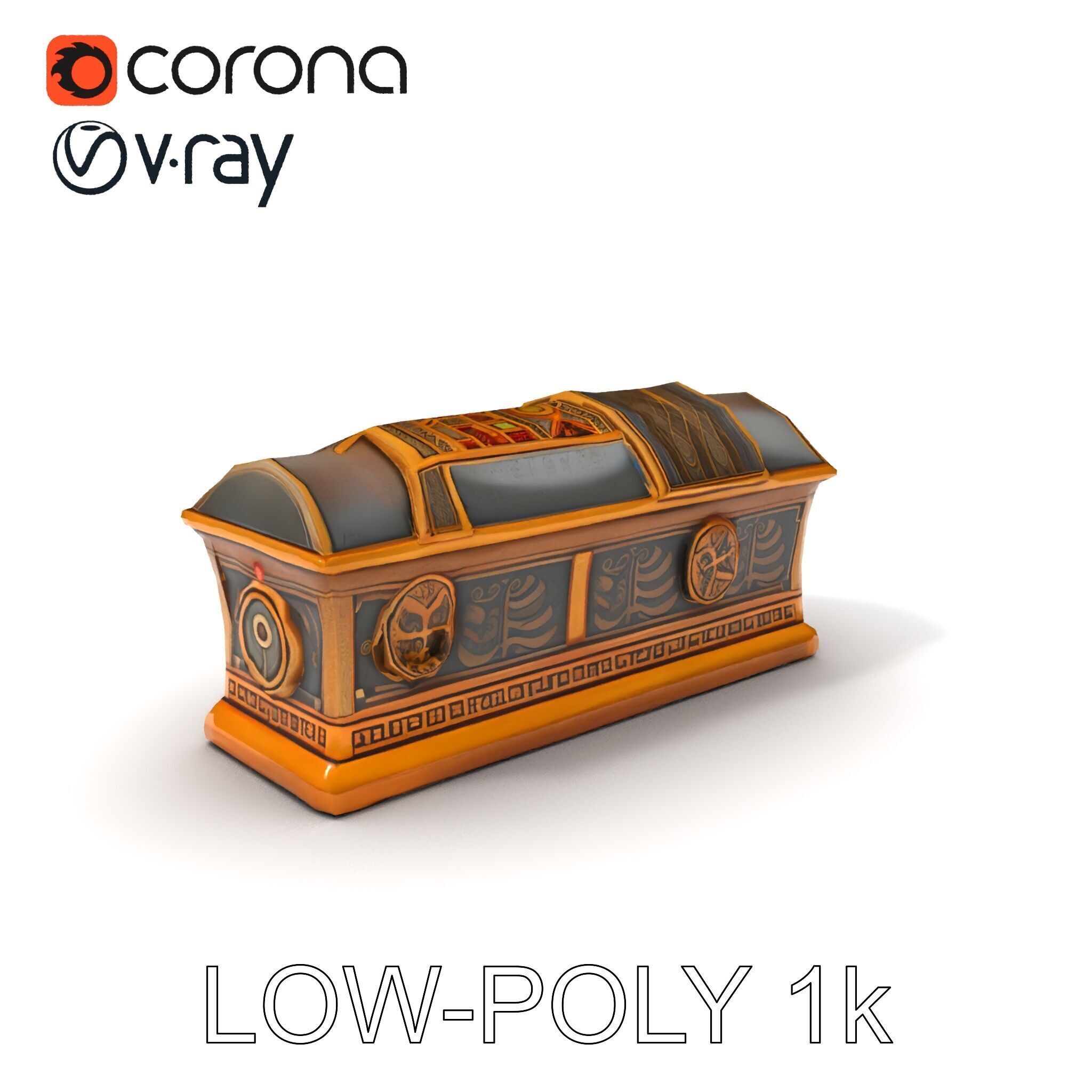 Antique Treasure Chest Model Pack Low-poly 3D model_9