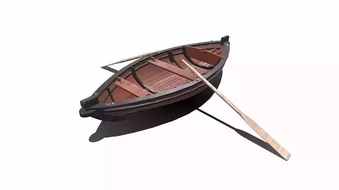 Old Wooden Rowing Boat Low-poly PBR Low-poly 3D model