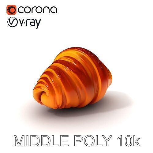 Realistic D Croissant Model Pack Low-poly 3D model 6