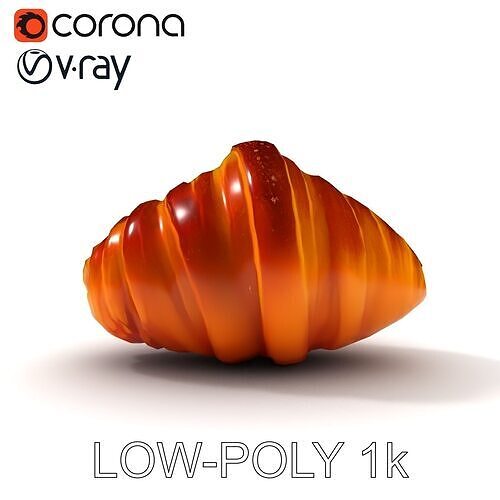 Realistic D Croissant Model Pack Low-poly 3D model 7