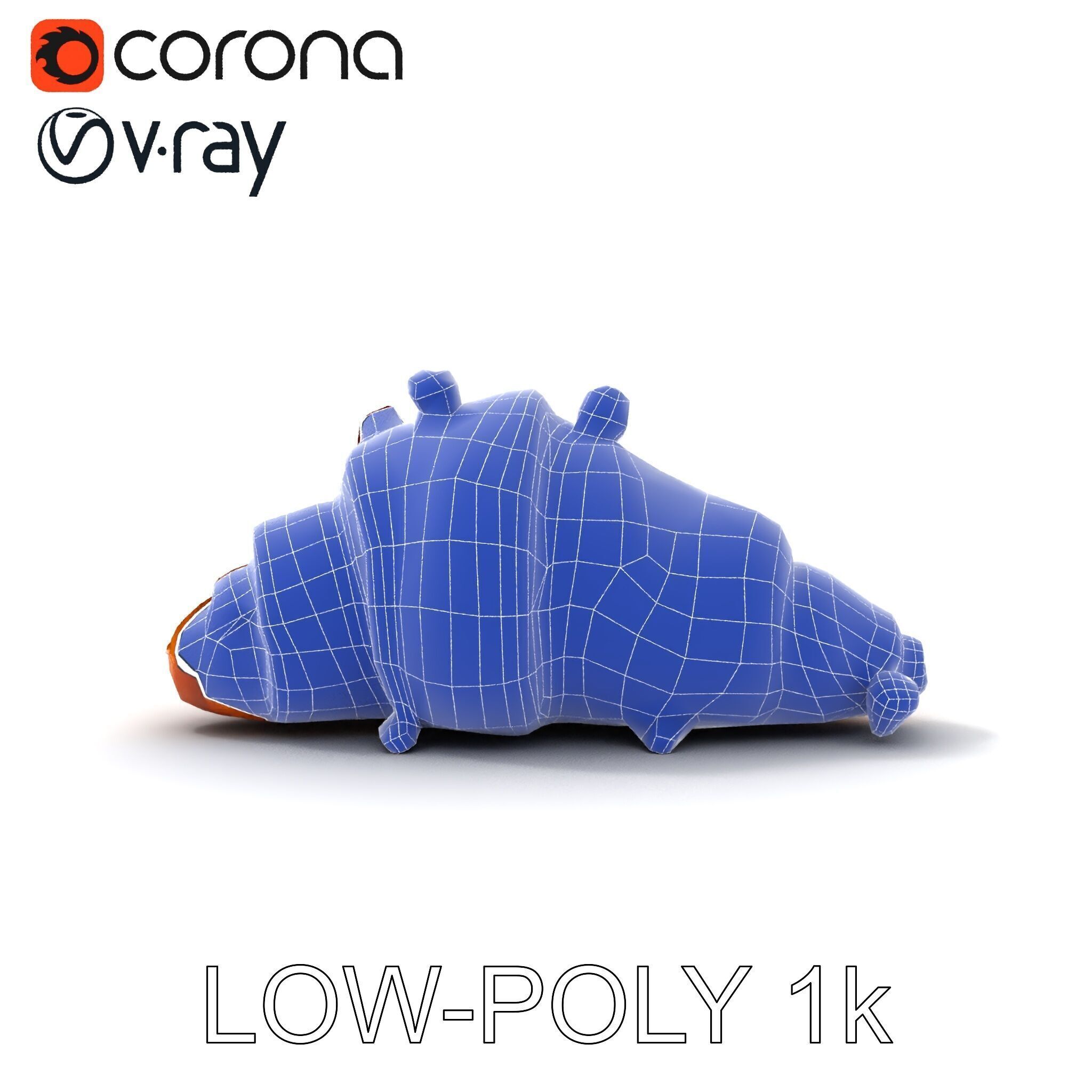 Delicious Croissant with Berry Syrup Model Pack Low-poly 3D model_13