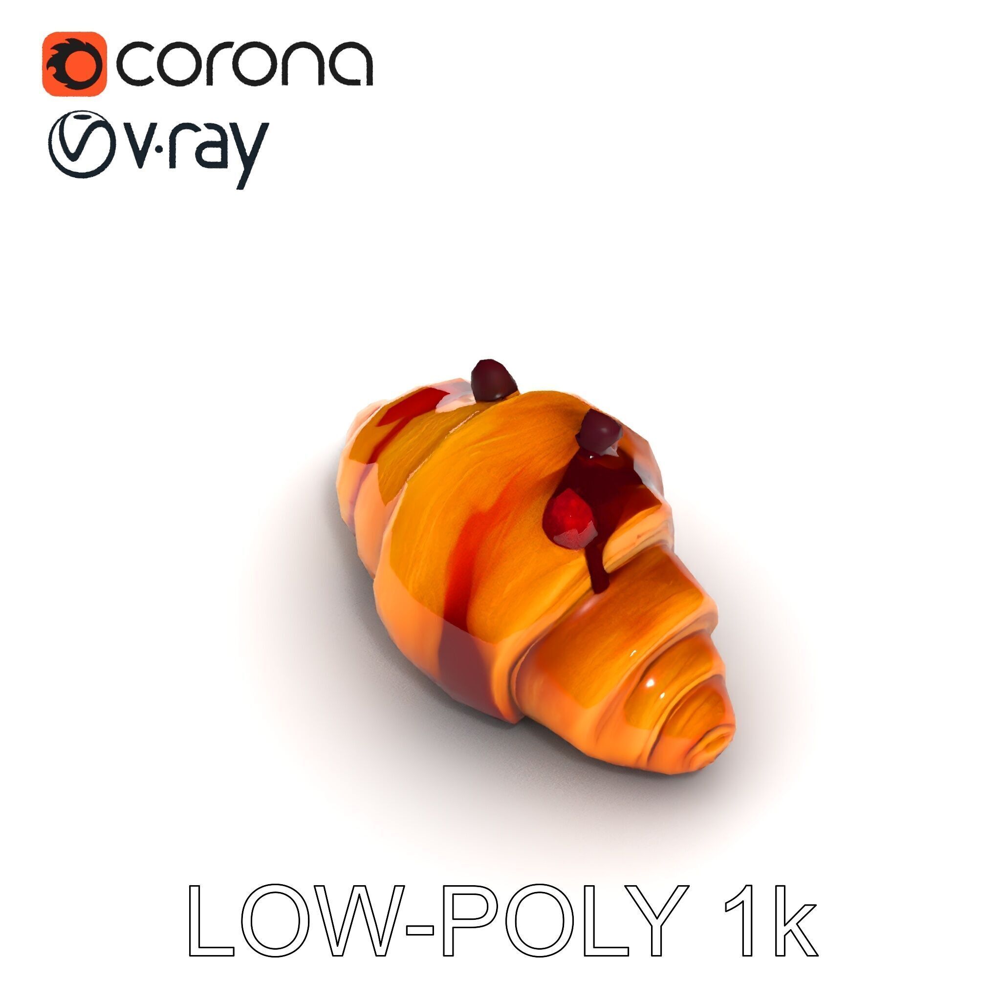 Delicious Croissant with Berry Syrup Model Pack Low-poly 3D model_32