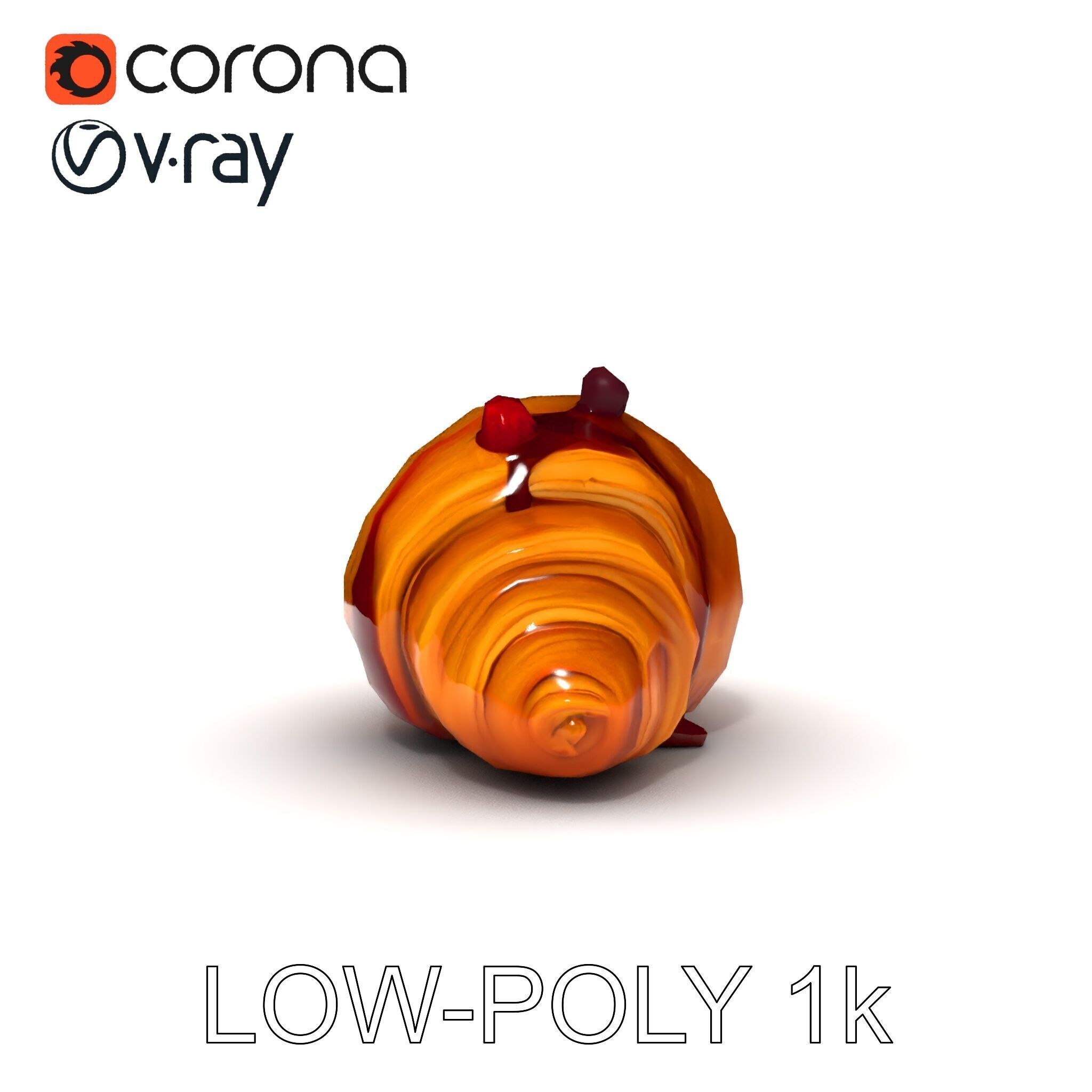Delicious Croissant with Berry Syrup Model Pack Low-poly 3D model_23