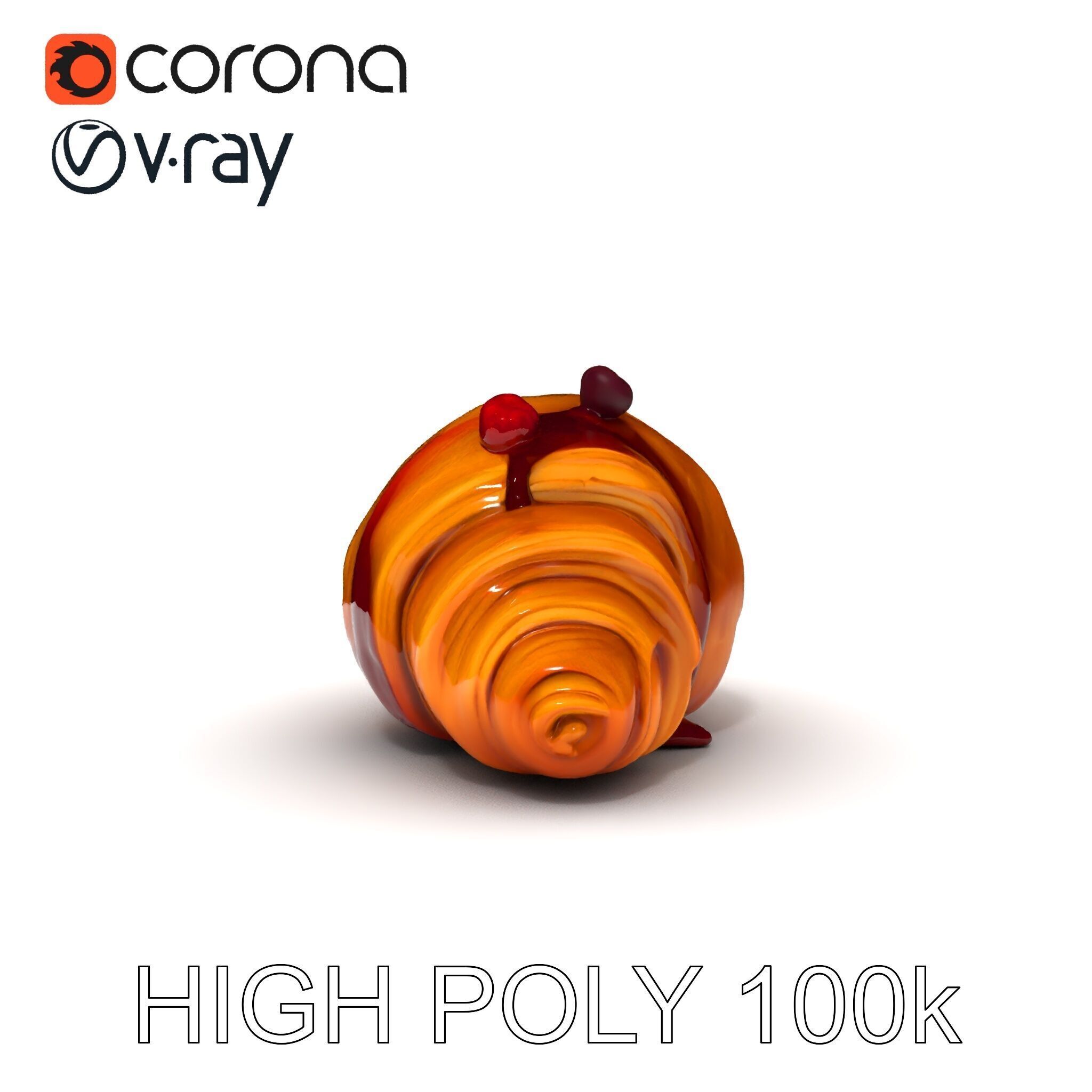 Delicious Croissant with Berry Syrup Model Pack Low-poly 3D model_27