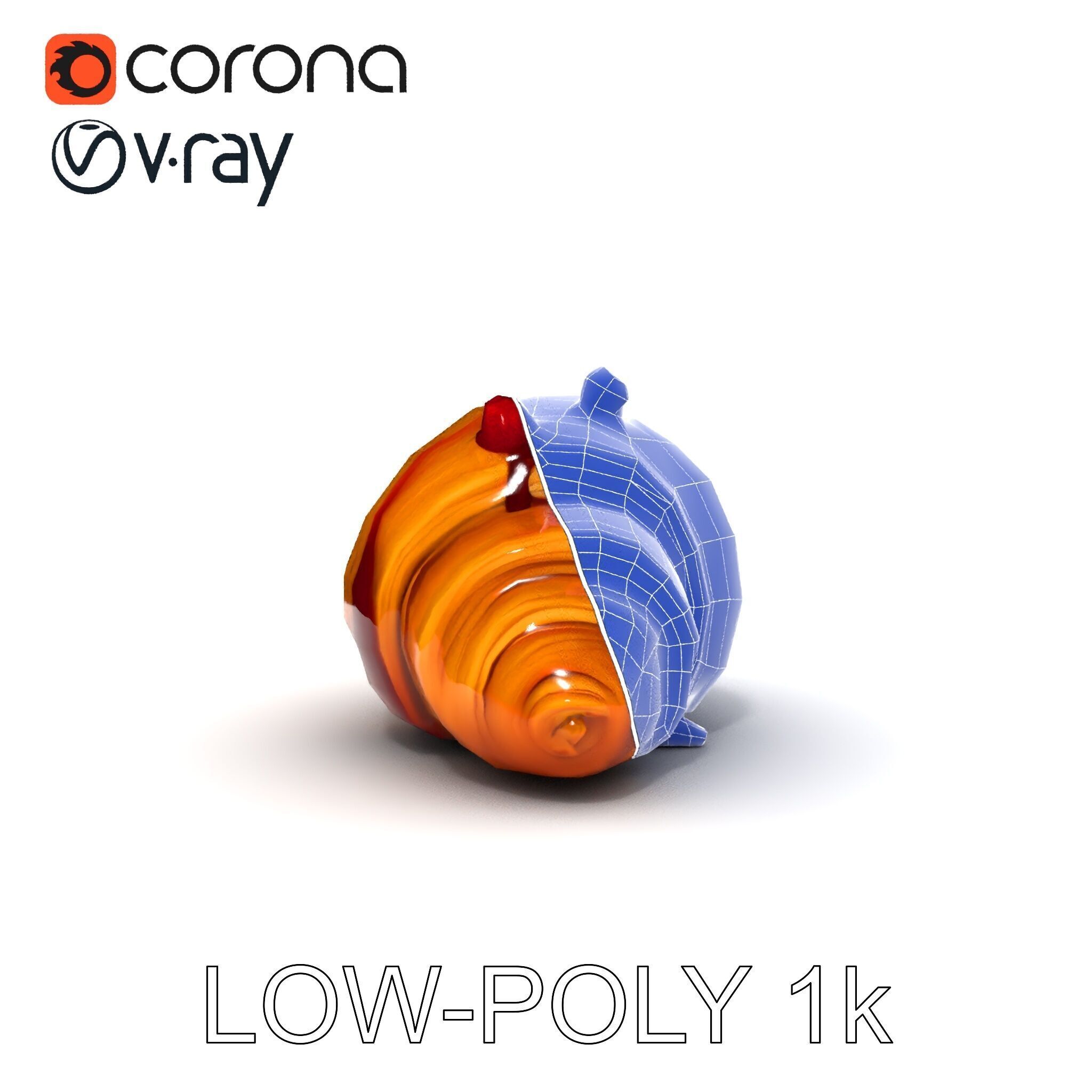 Delicious Croissant with Berry Syrup Model Pack Low-poly 3D model_10