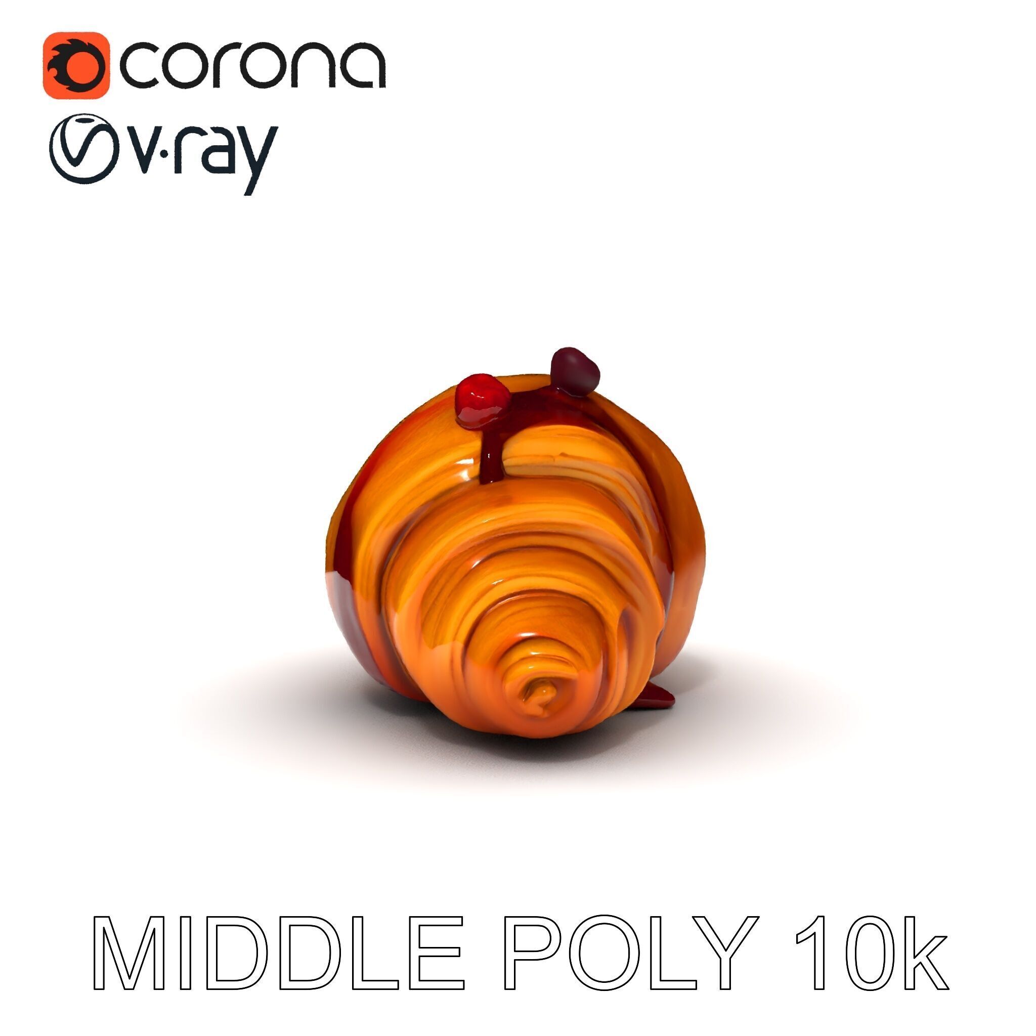 Delicious Croissant with Berry Syrup Model Pack Low-poly 3D model_9