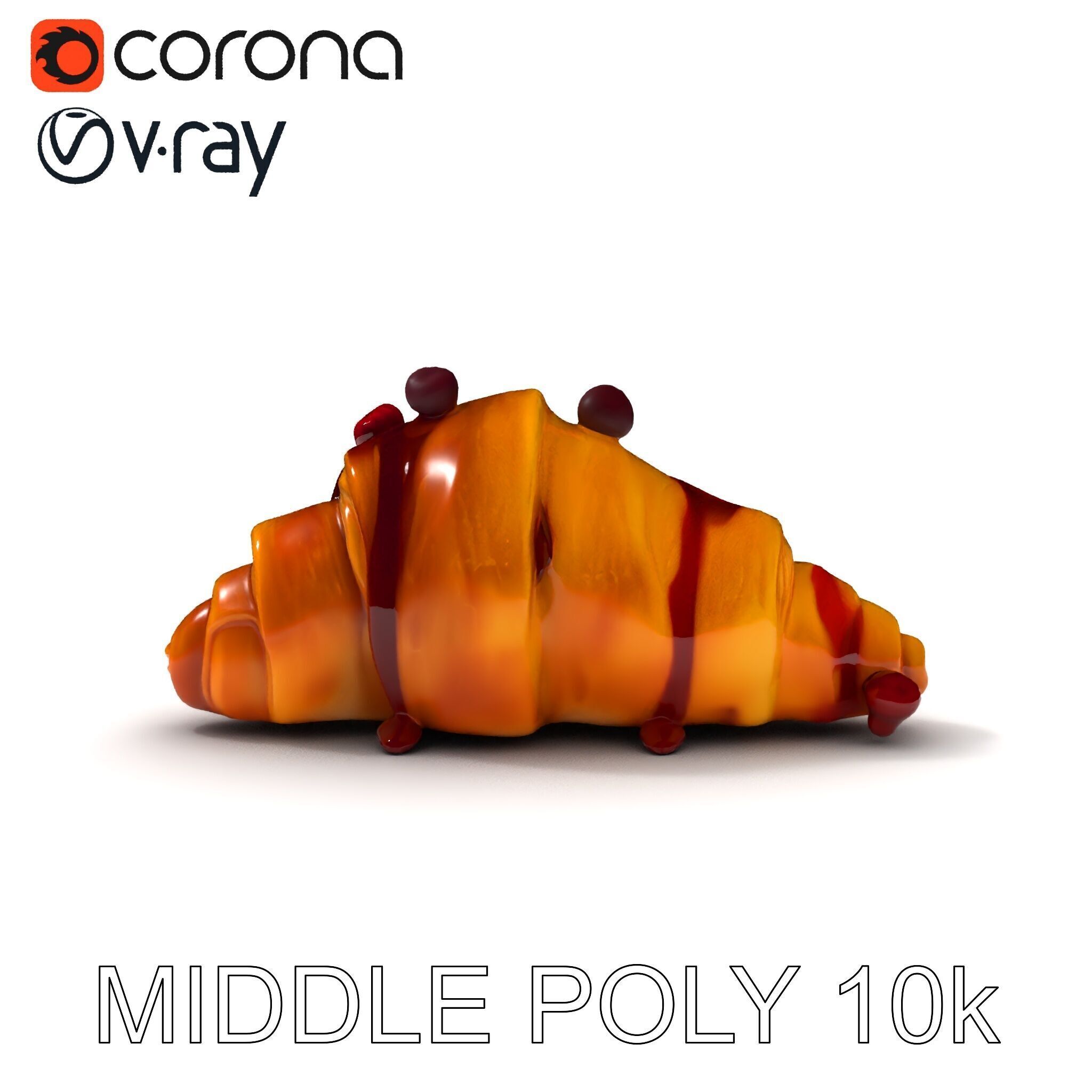 Delicious Croissant with Berry Syrup Model Pack Low-poly 3D model_31