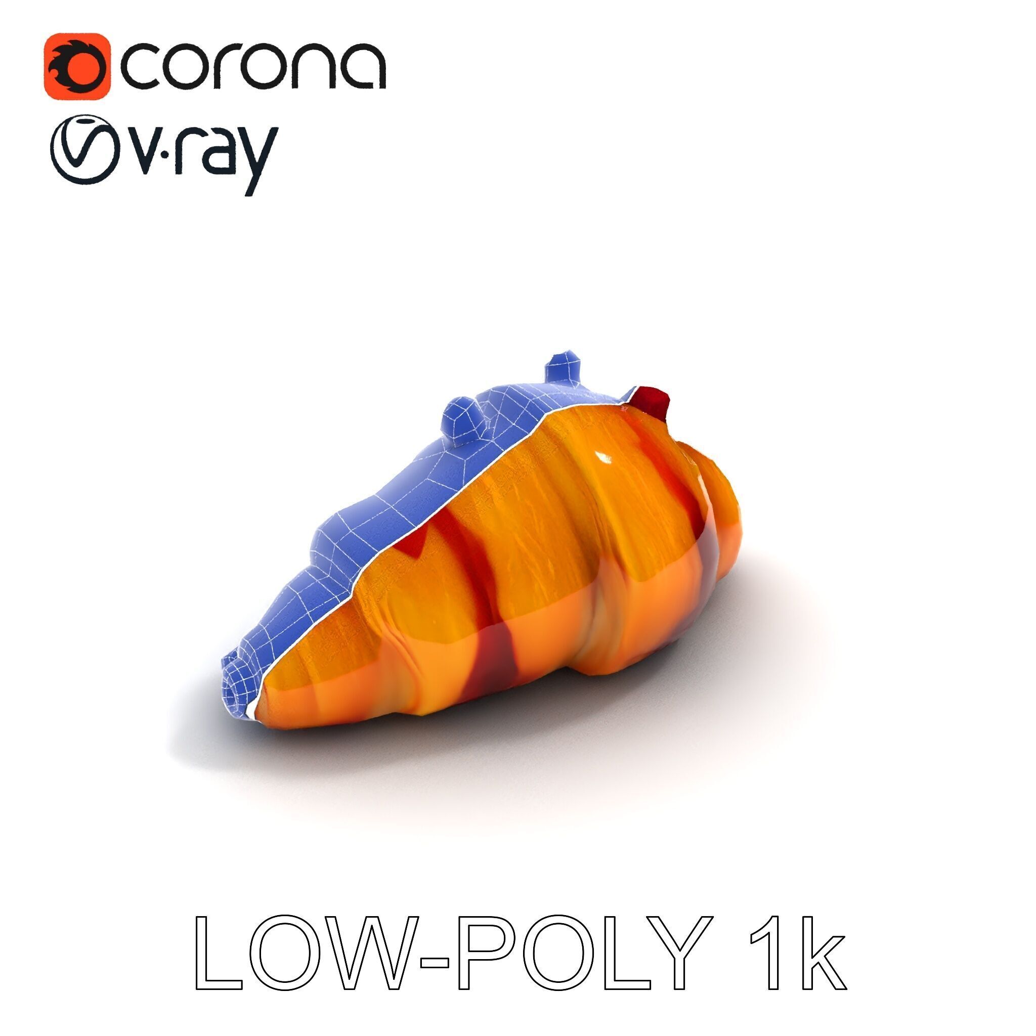 Delicious Croissant with Berry Syrup Model Pack Low-poly 3D model_18