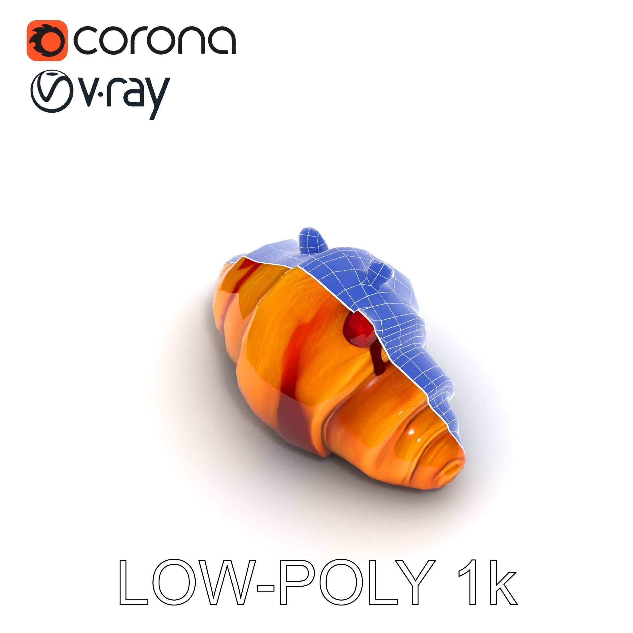 Delicious Croissant with Berry Syrup Model Pack Low-poly 3D model_7