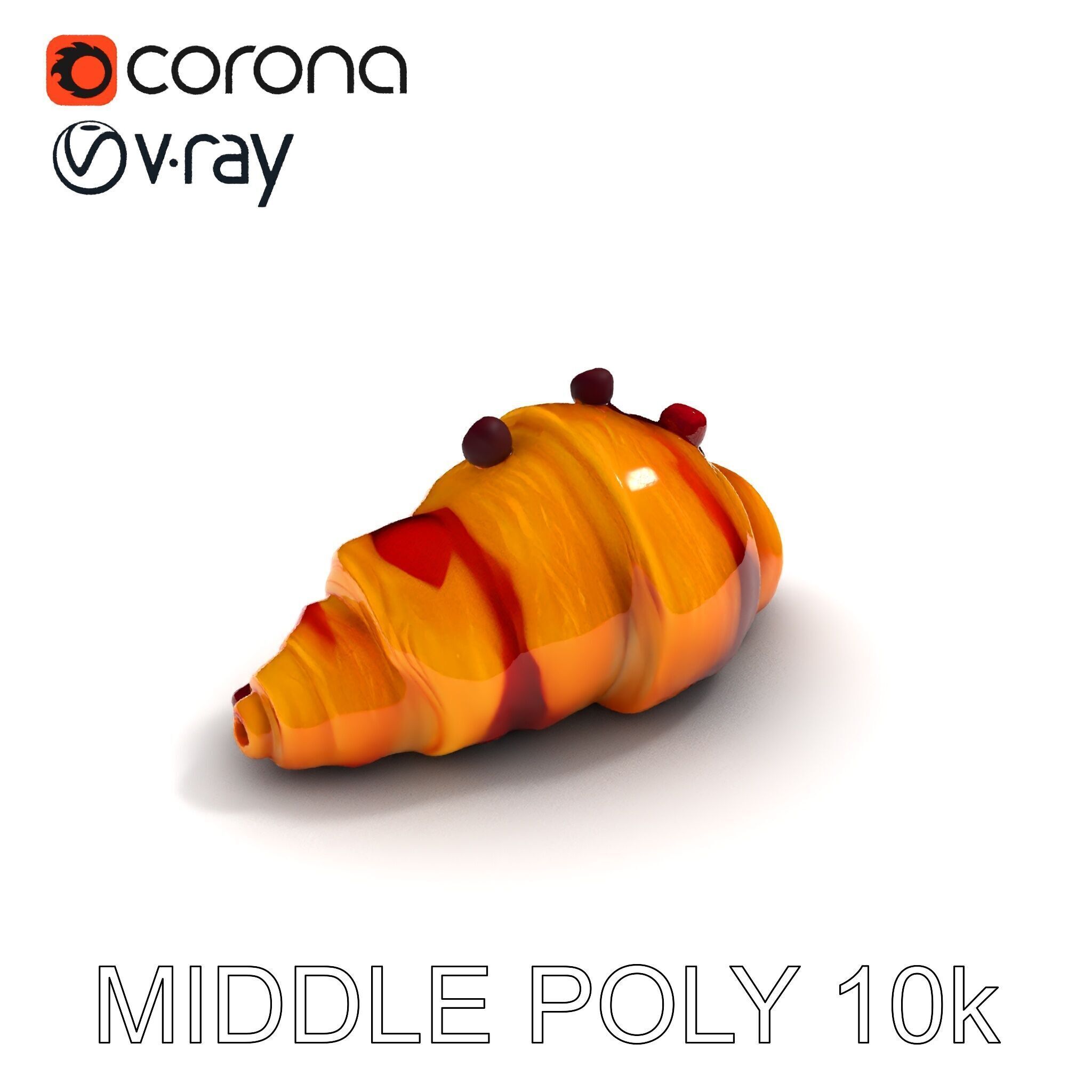 Delicious Croissant with Berry Syrup Model Pack Low-poly 3D model_28