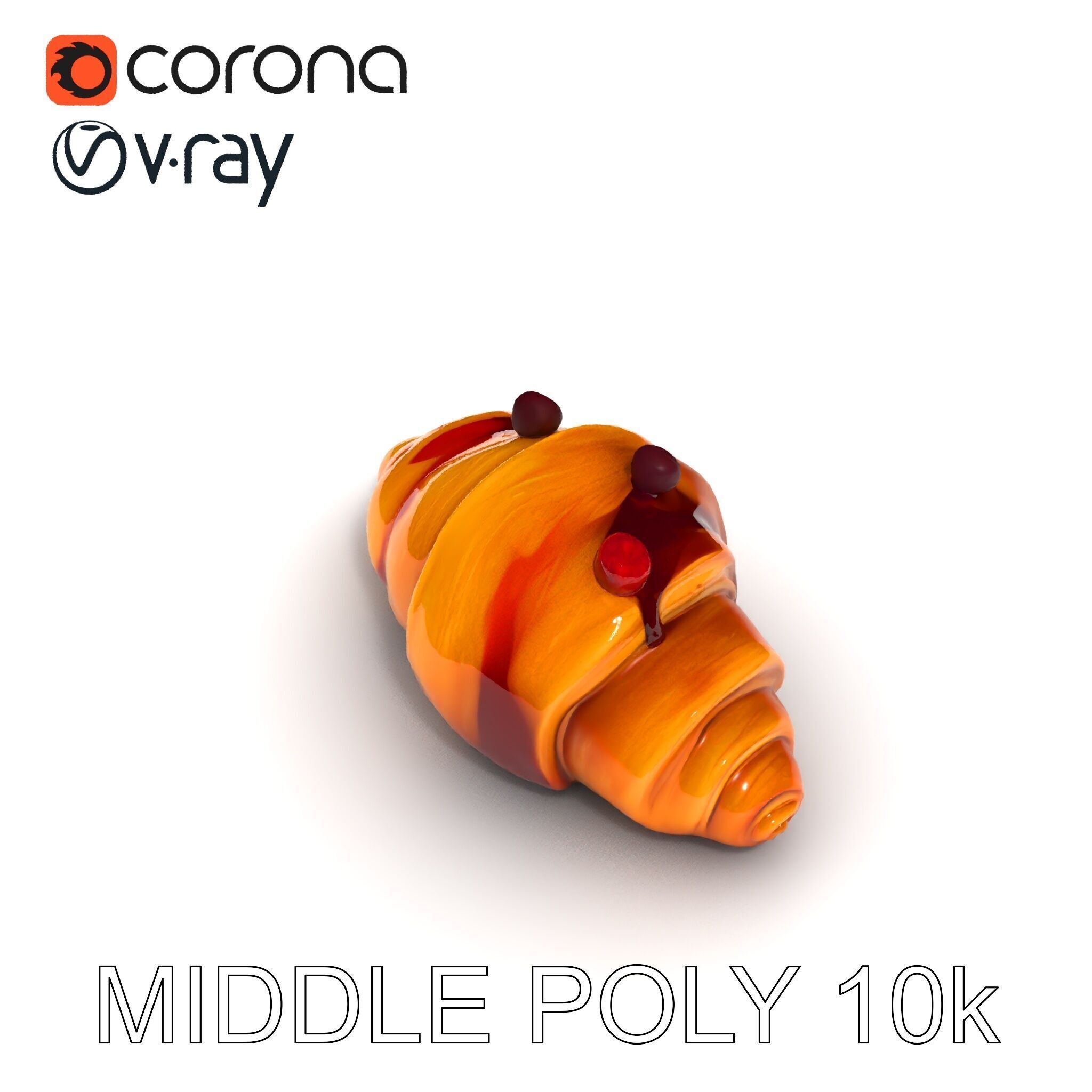 Delicious Croissant with Berry Syrup Model Pack Low-poly 3D model_33