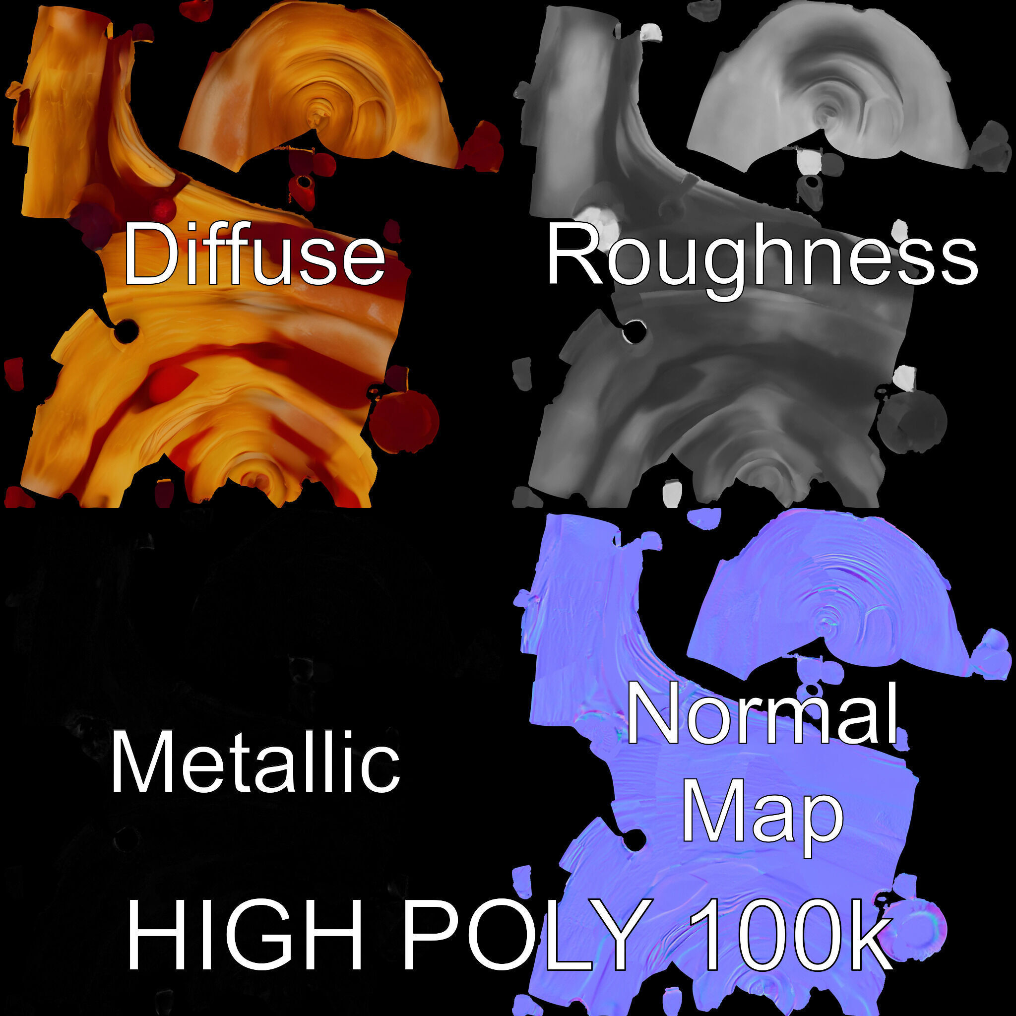 Delicious Croissant with Berry Syrup Model Pack Low-poly 3D model_2