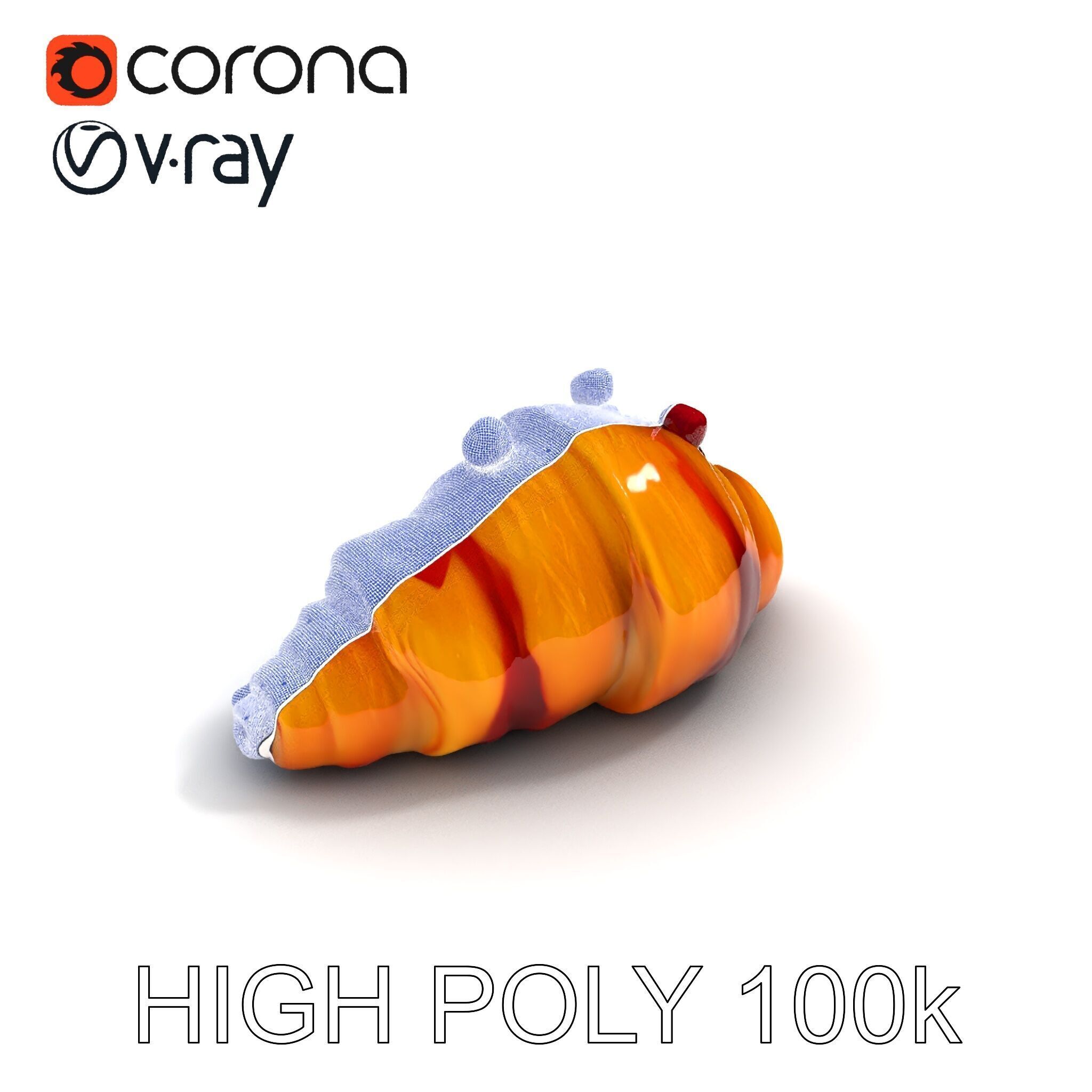 Delicious Croissant with Berry Syrup Model Pack Low-poly 3D model_8