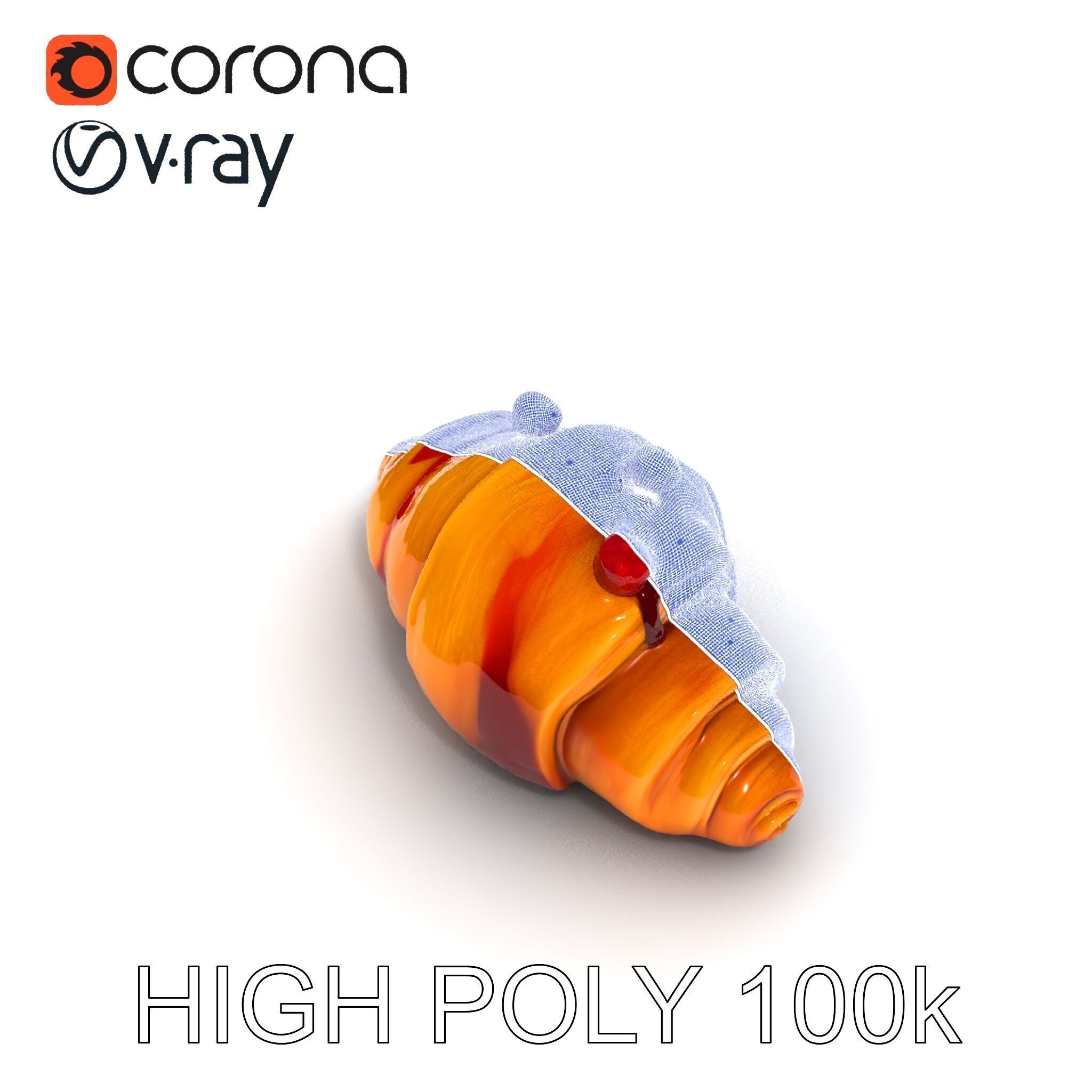 Delicious Croissant with Berry Syrup Model Pack Low-poly 3D model_11