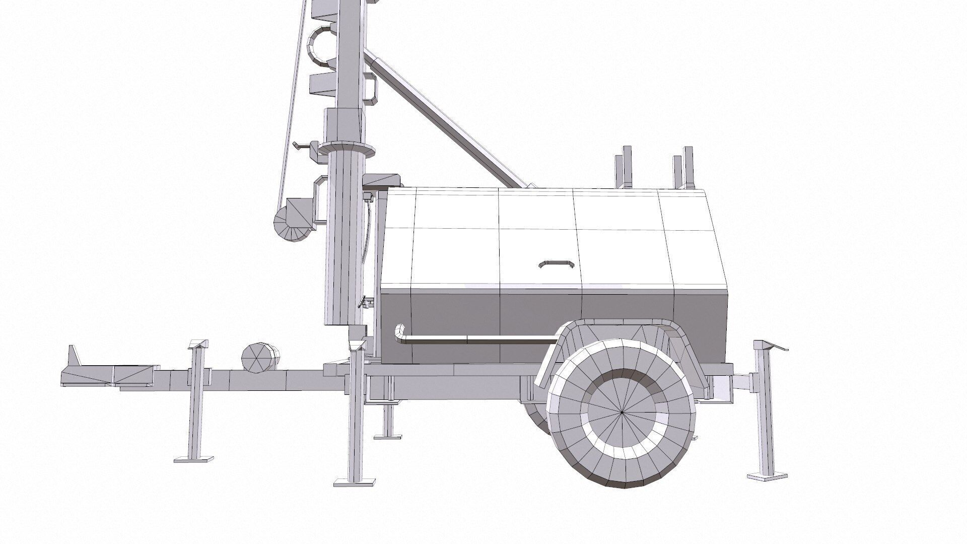 Trailer Light Tower Generator Low-poly 3D model_18