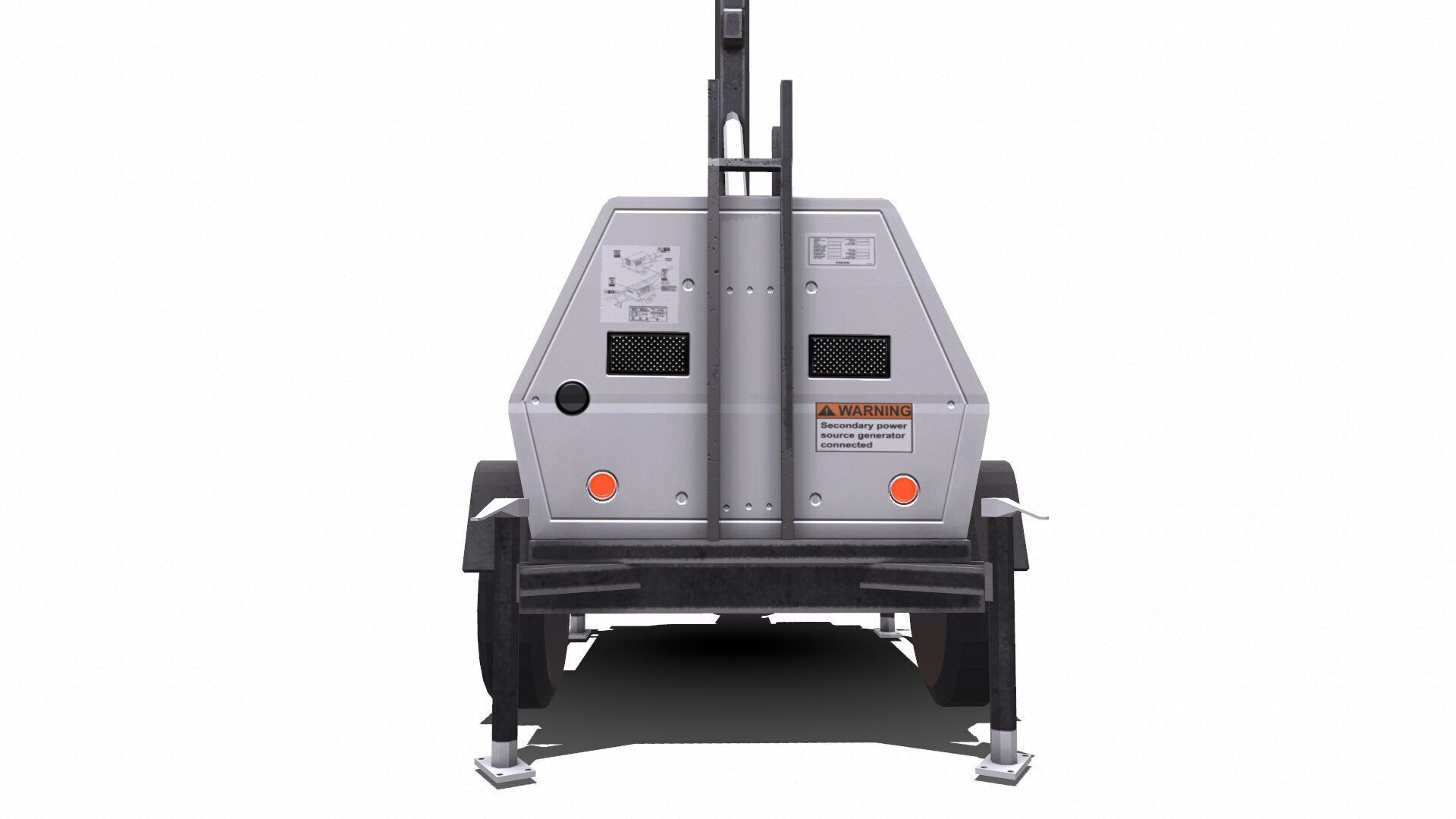 Trailer Light Tower Generator Low-poly 3D model_10