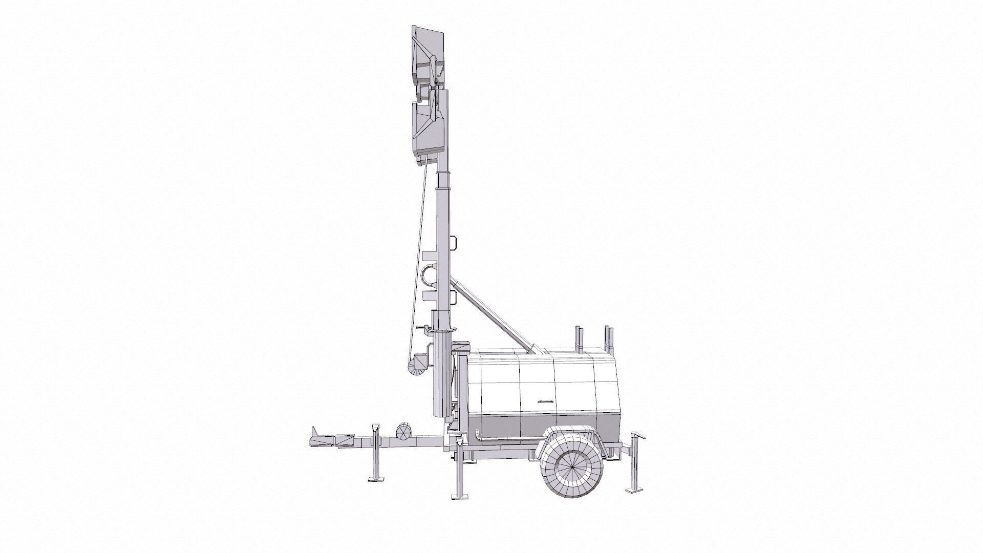 Trailer Light Tower Generator Low-poly 3D model_14