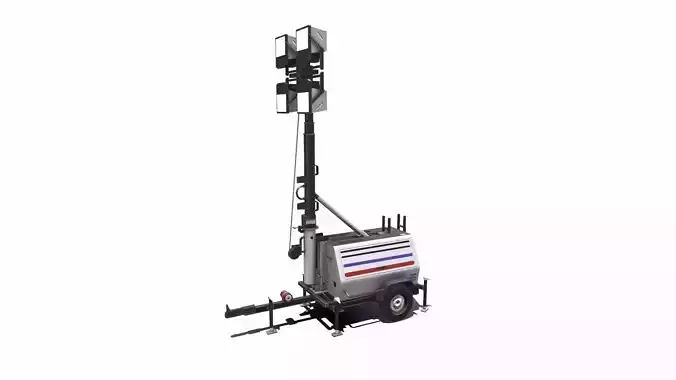 Trailer Light Tower Generator Low-poly 3D model