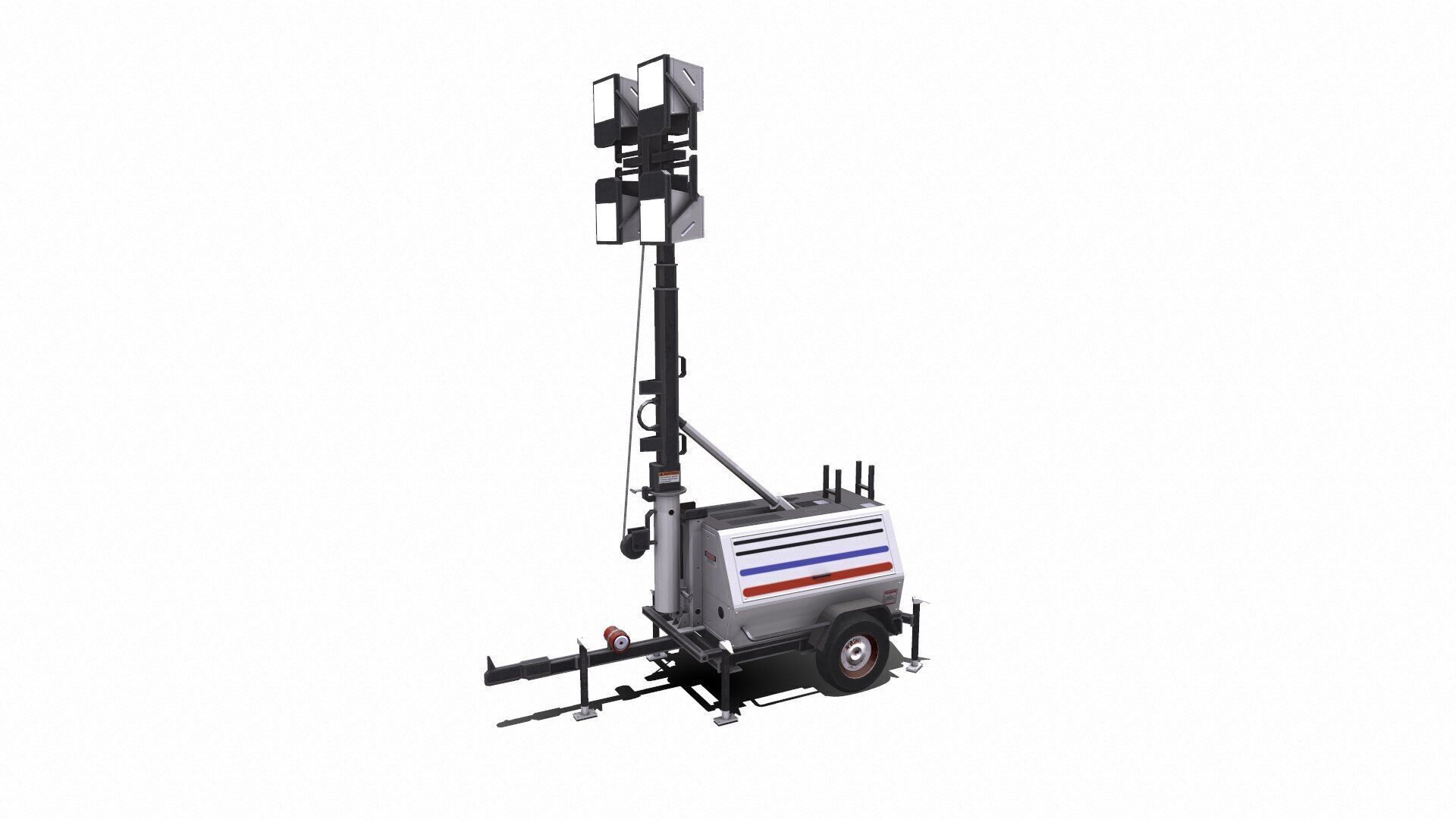 Trailer Light Tower Generator Low-poly 3D model_0