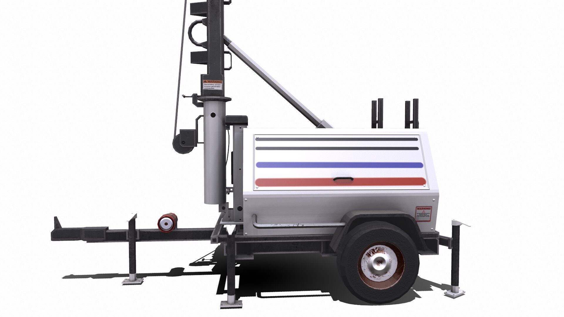 Trailer Light Tower Generator Low-poly 3D model_9