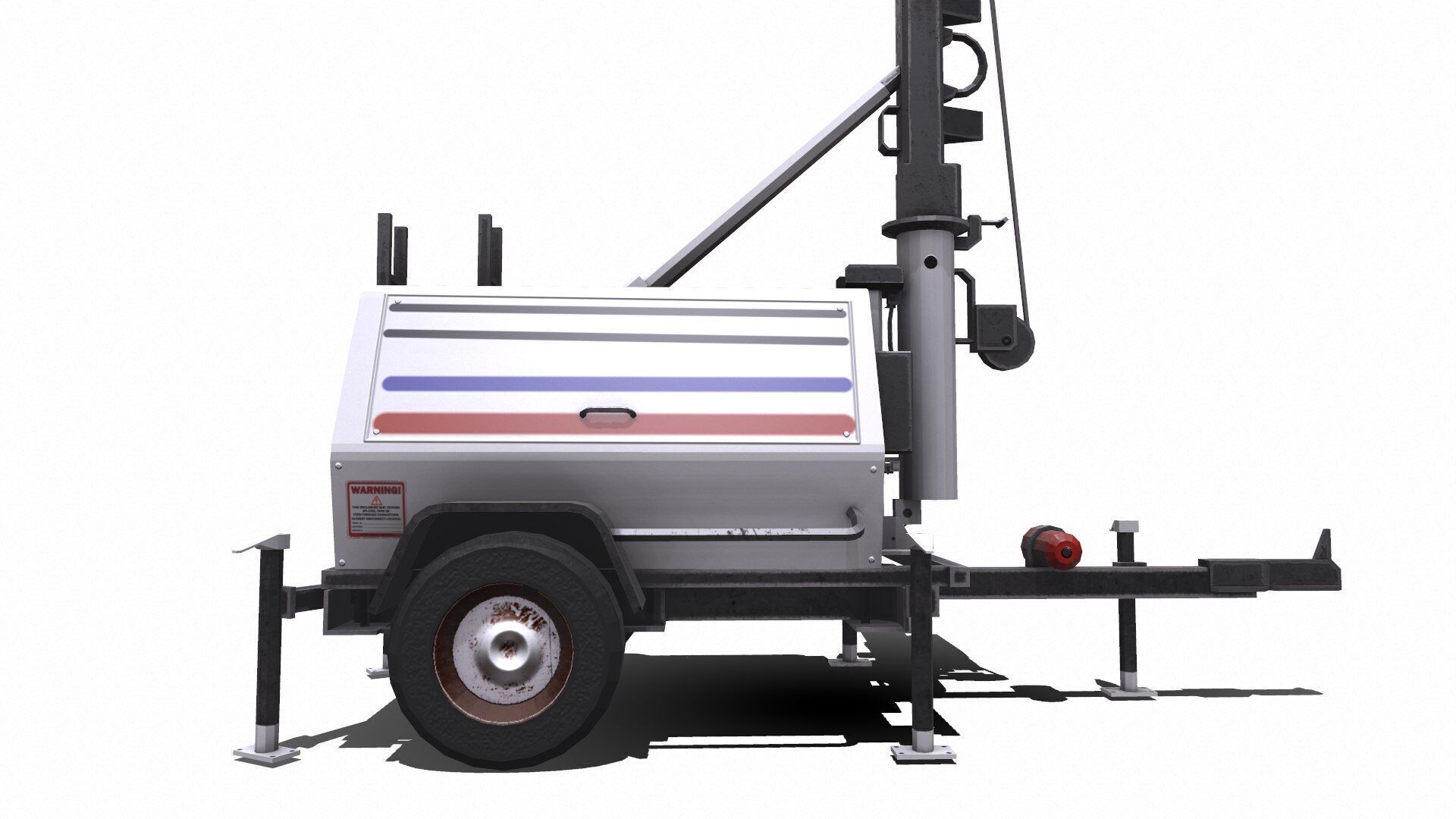 Trailer Light Tower Generator Low-poly 3D model_11