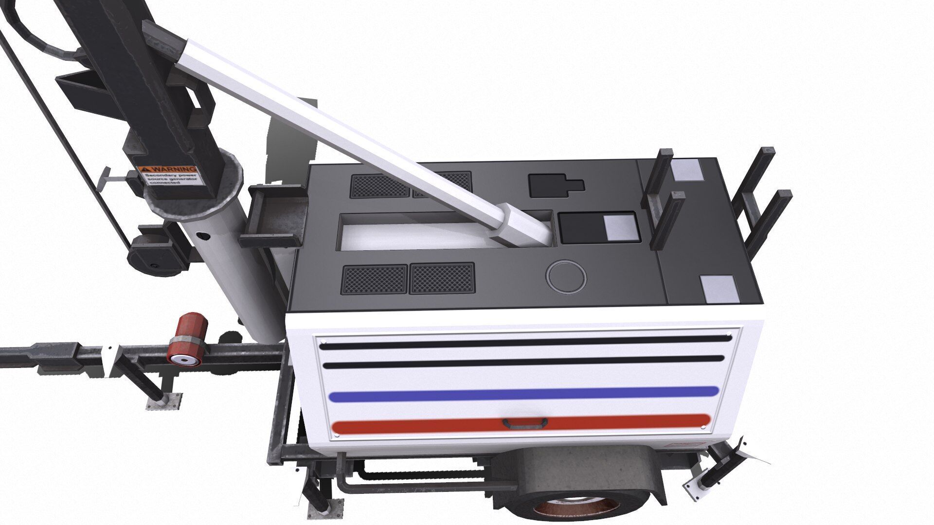 Trailer Light Tower Generator Low-poly 3D model_13