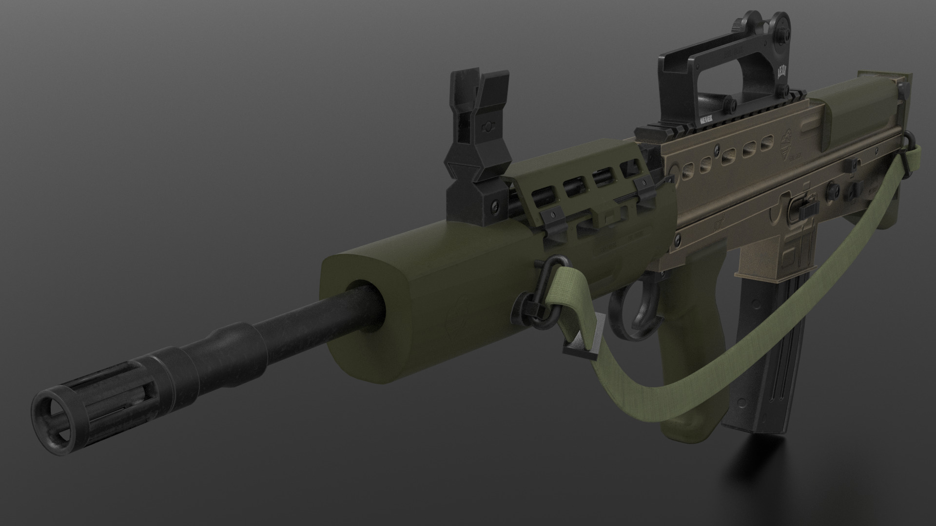 SA80 L85A1 Weapon Fps-Tps Low-poly 3D model_6
