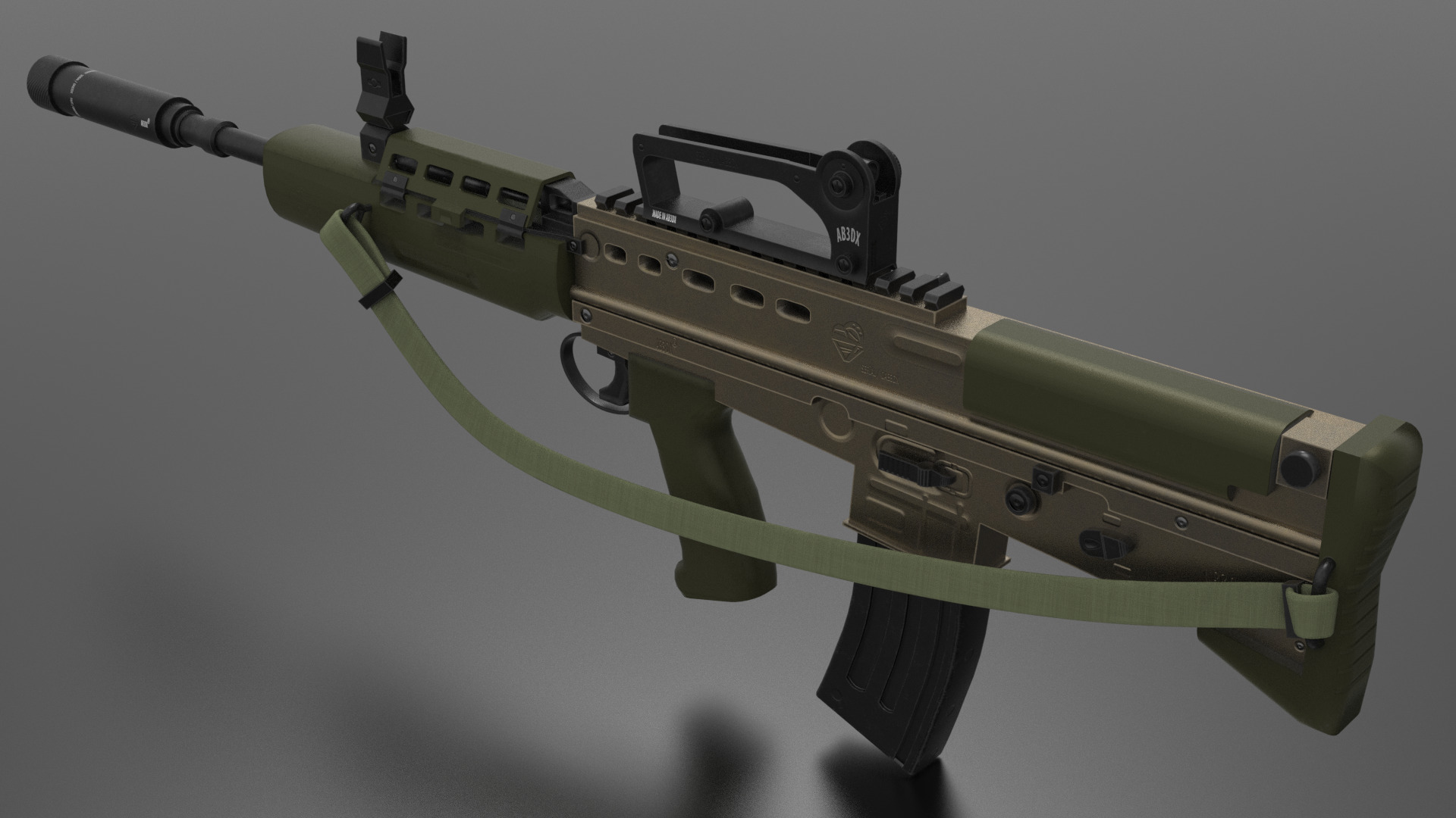 SA80 L85A1 Weapon Fps-Tps Low-poly 3D model_3