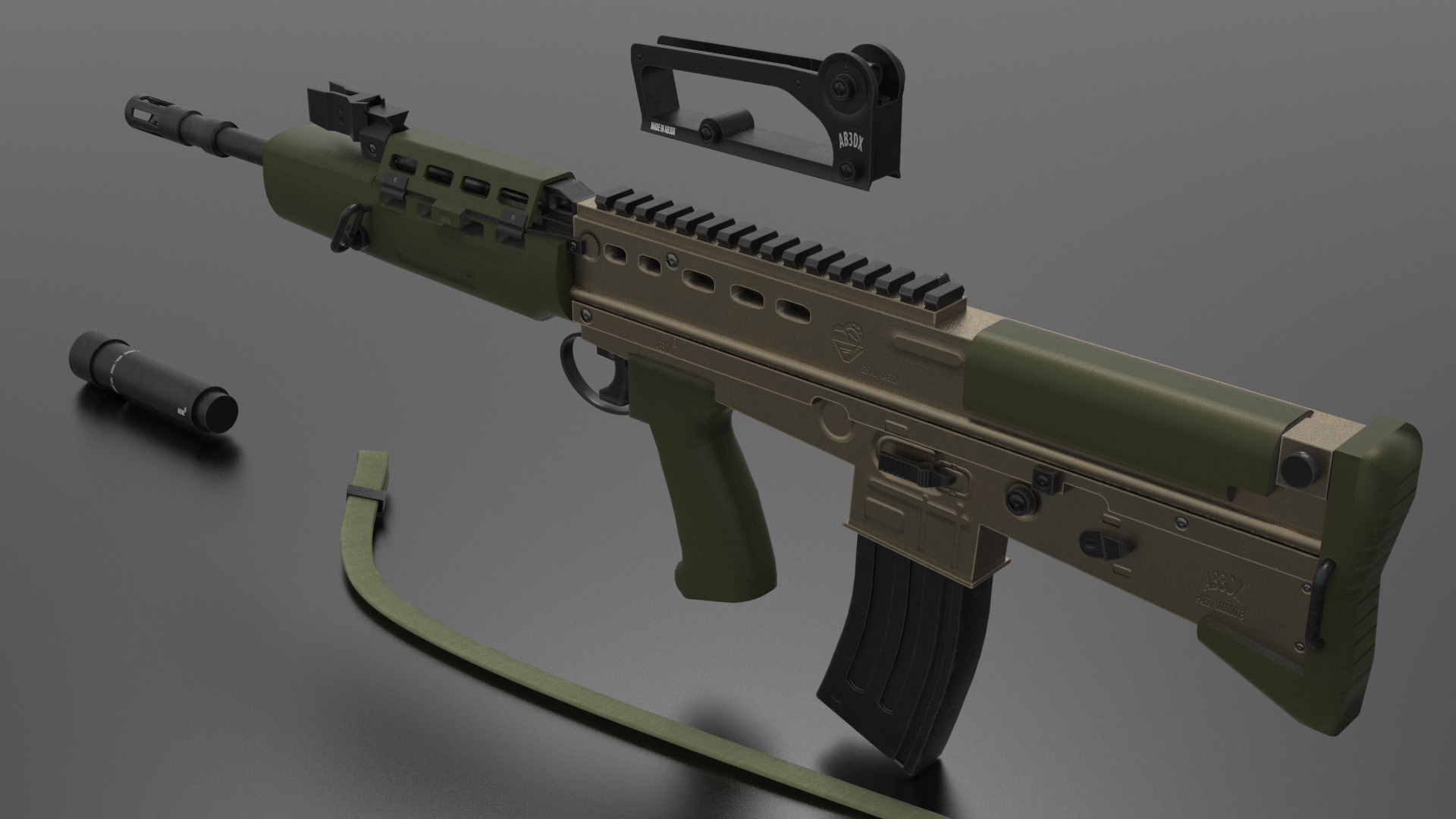 SA80 L85A1 Weapon Fps-Tps Low-poly 3D model_4