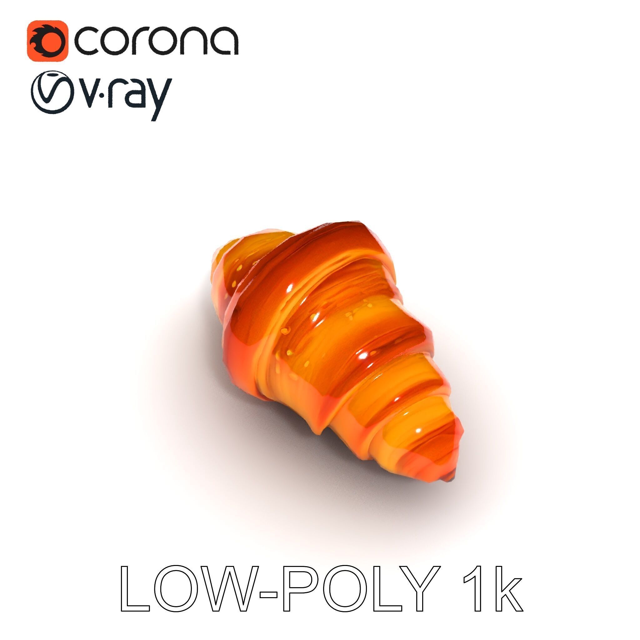 Croissant Model Pack with Detailed Pastries Low-poly 3D model_10