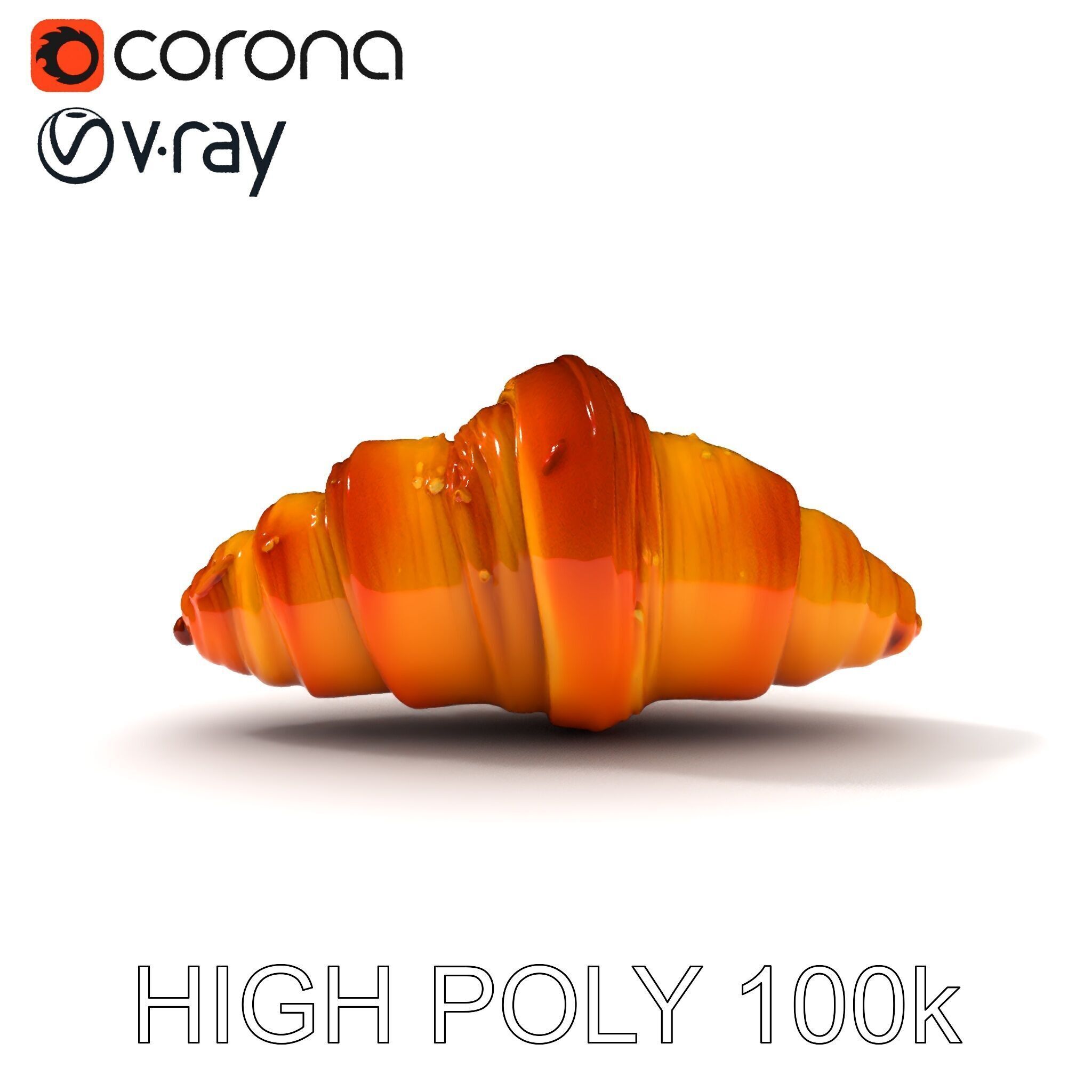 Croissant Model Pack with Detailed Pastries Low-poly 3D model_34