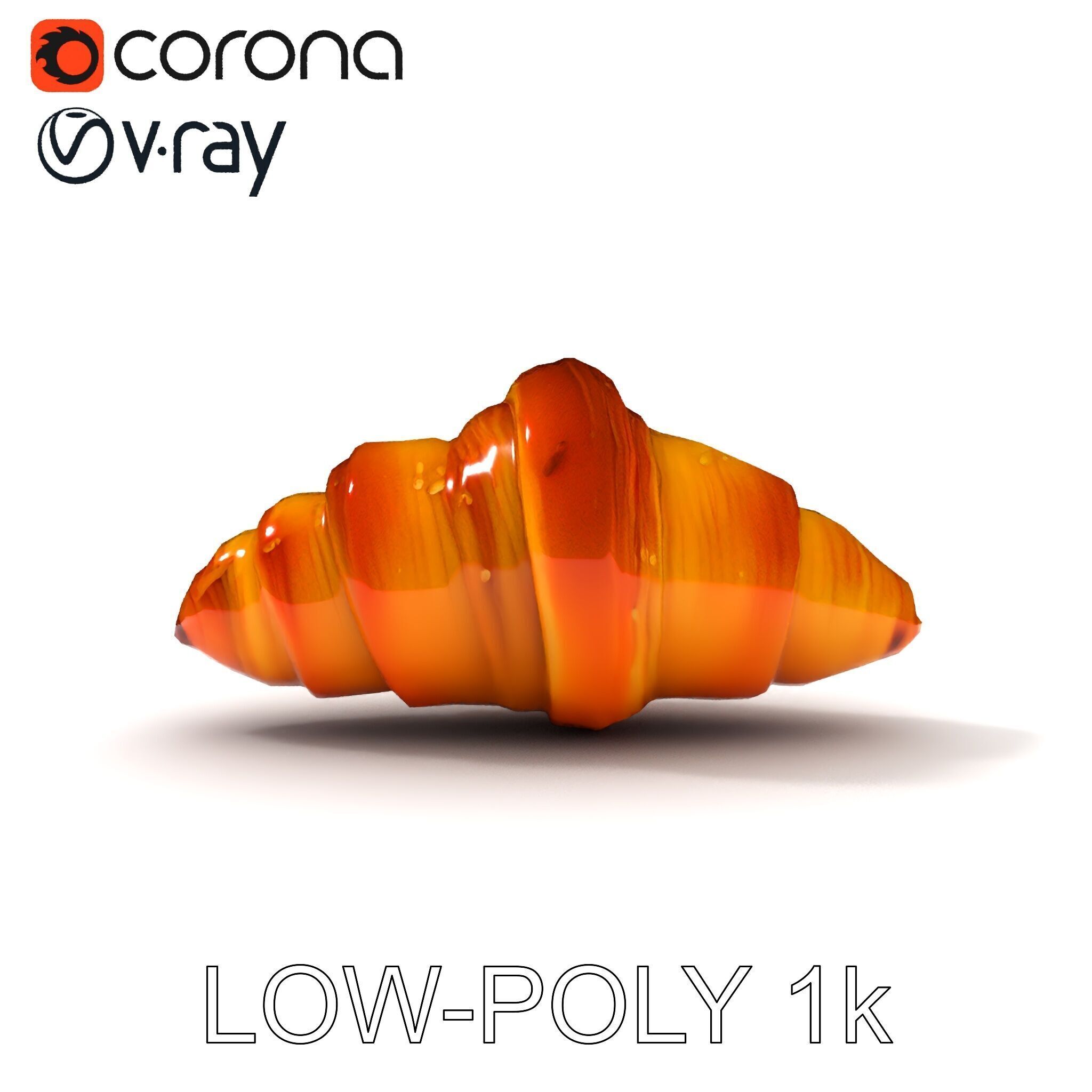 Croissant Model Pack with Detailed Pastries Low-poly 3D model_19