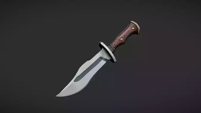 hunting knife with wooden handle