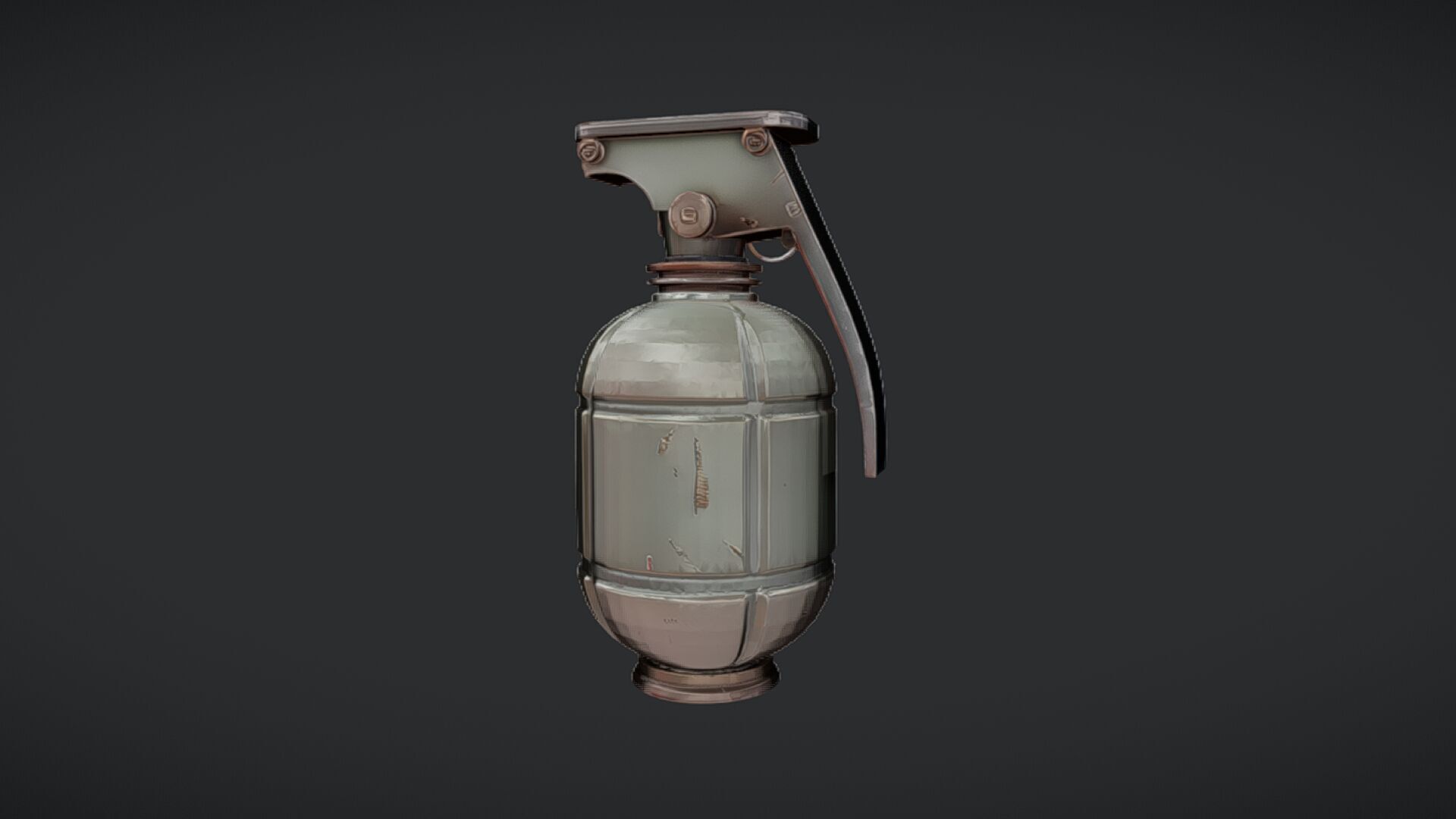 vintage metal hand grenade 3D model_6