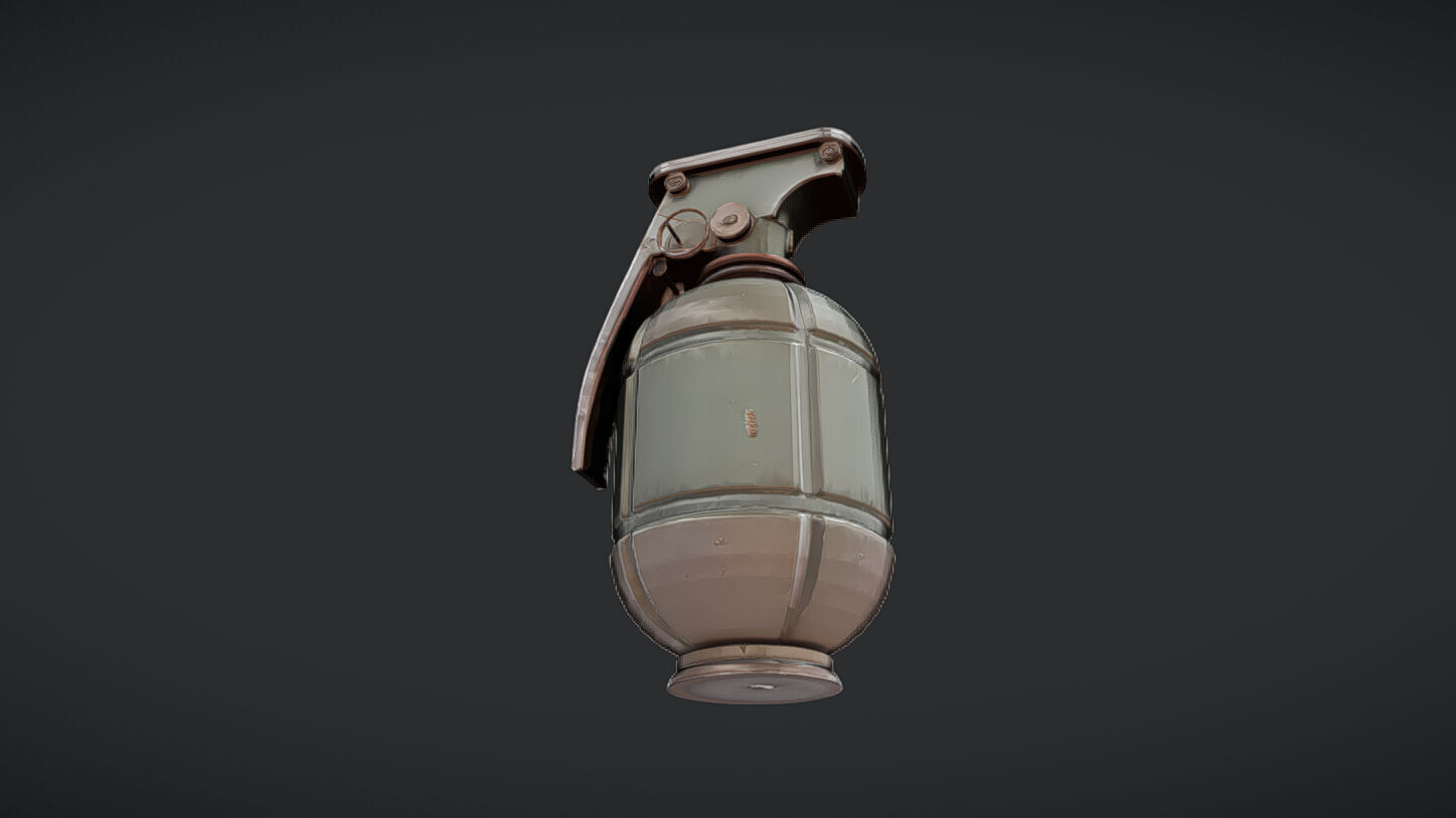 vintage metal hand grenade 3D model_22