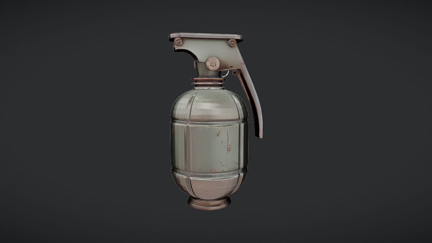 vintage metal hand grenade 3D model_23