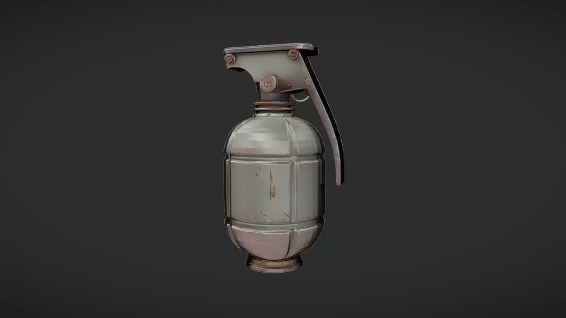 vintage metal hand grenade 3D model_0