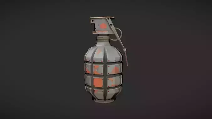 military hand grenade with weathered metal 3D model